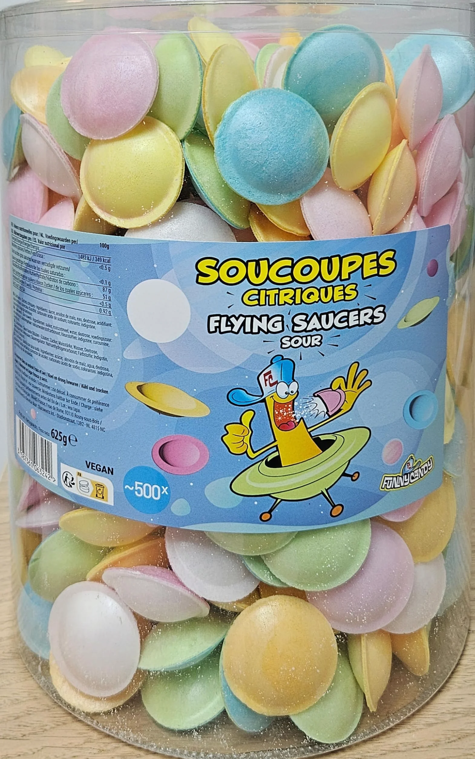 Soucoupes Fondantes Acidulées -Brabo France - Funny Candy -Tubo de 500 pcs - Classique de la Confiserie