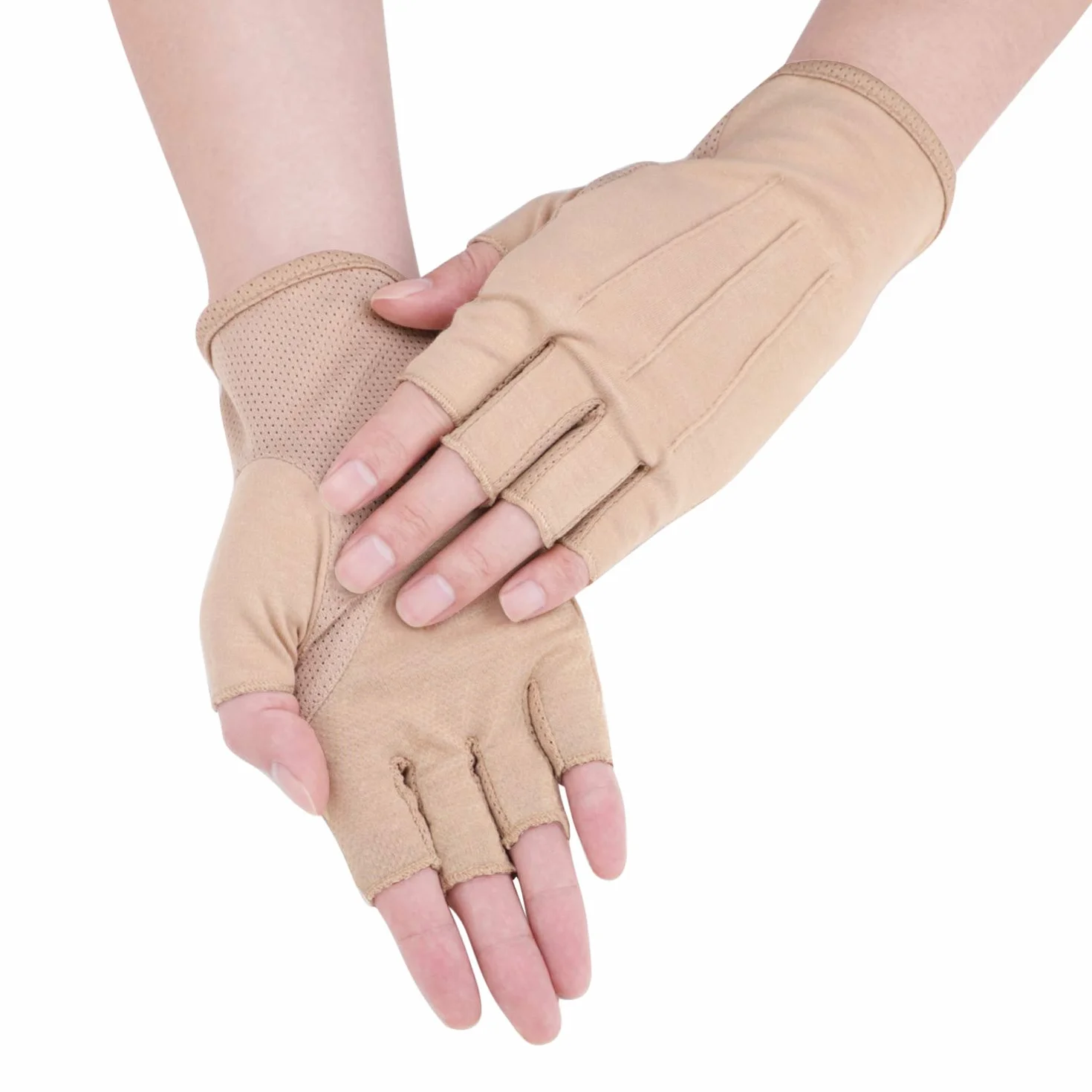 Gants de Conduite Homme Été Protection Solaire Antidérapants Demi-Doigts à Écran Tactile Mitaines en Coton Doux Respirant pour Cyclisme Camping