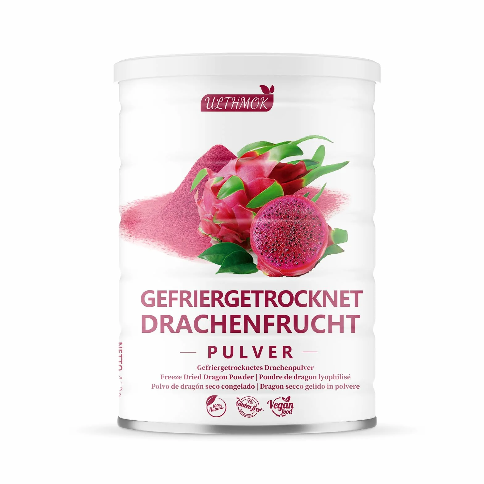 ULTHMOK Poudre de jus de pitaya premium 450g – Poudre de pitaya séchée par atomisation, Sans sucre ajouté, 100% naturelle & sans additifs