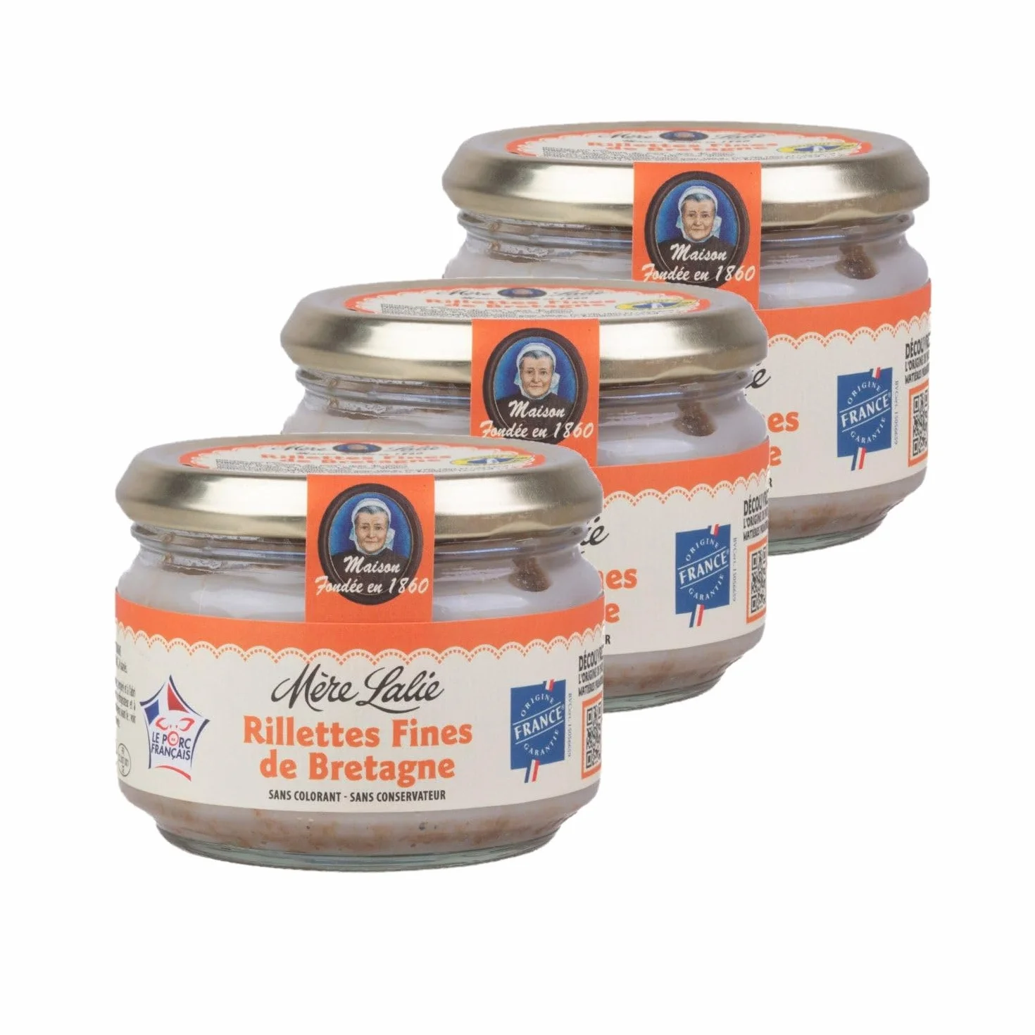 Lot 3x Rillettes fines de Bretagne - Pot 180g