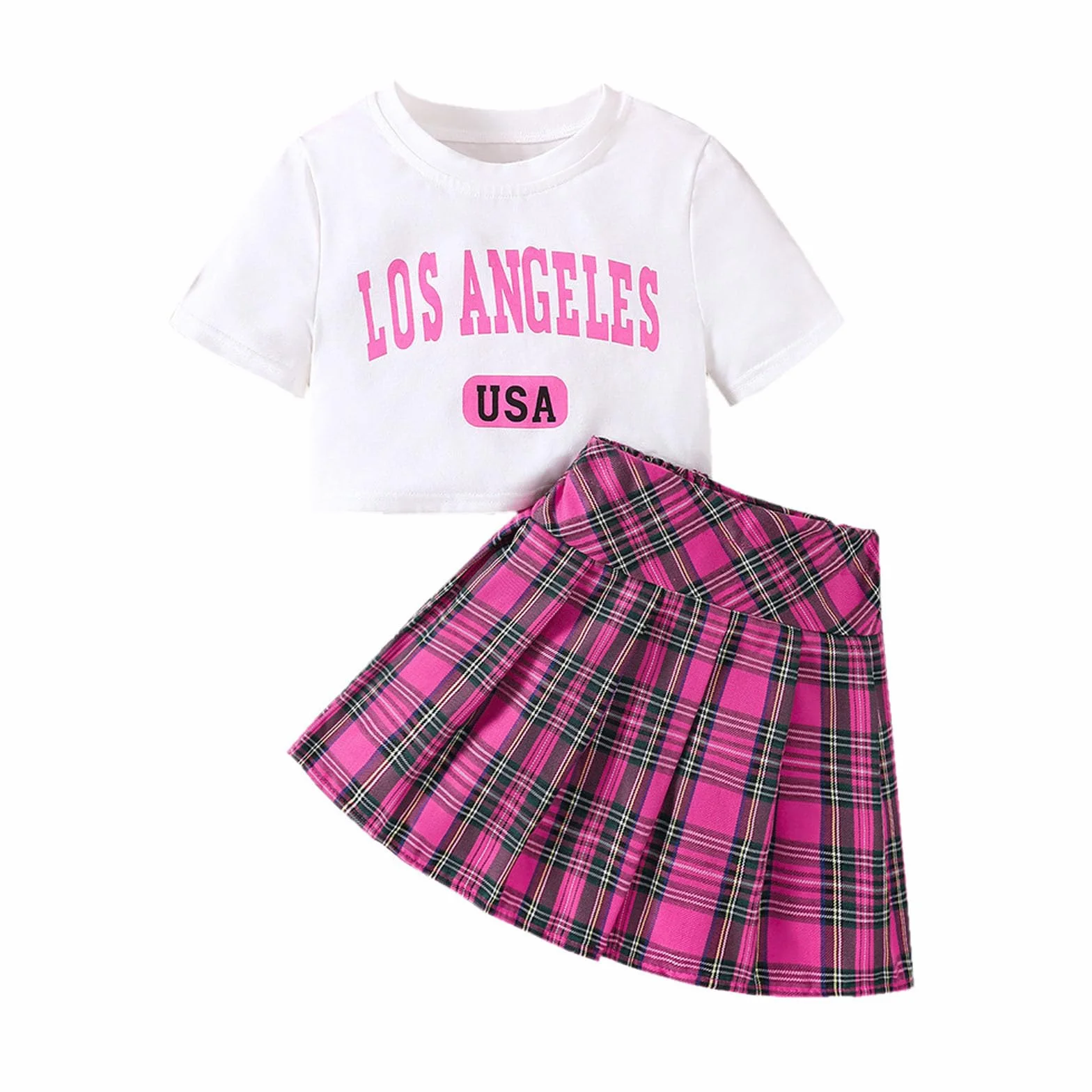 Survêtement pour fille - Ensemble t-shirt avec imprimé ville et mini jupe plissée pour bébé et enfant