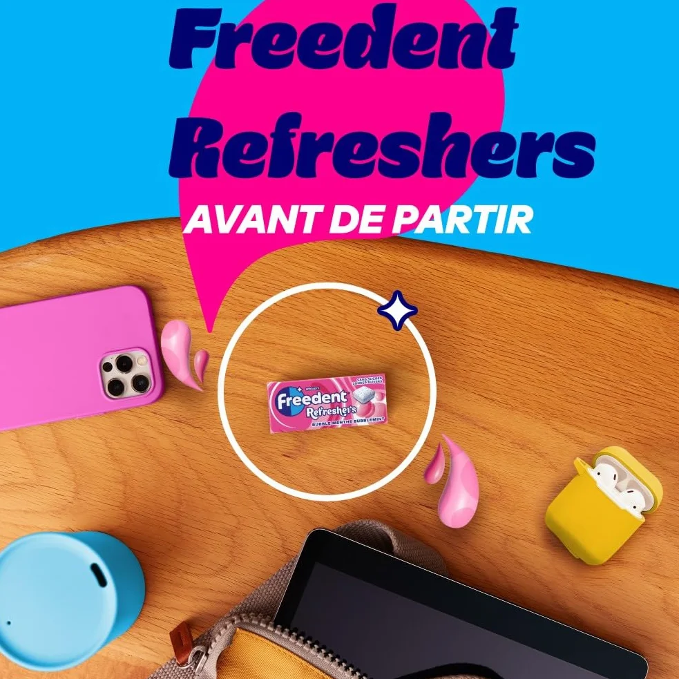 FREEDENT REFRESHERS - Chewing Gum Sans Sucre - Goût Bubble Menthe - 12 Paquet de 8 Dragées - Grand Format 96 Dragées