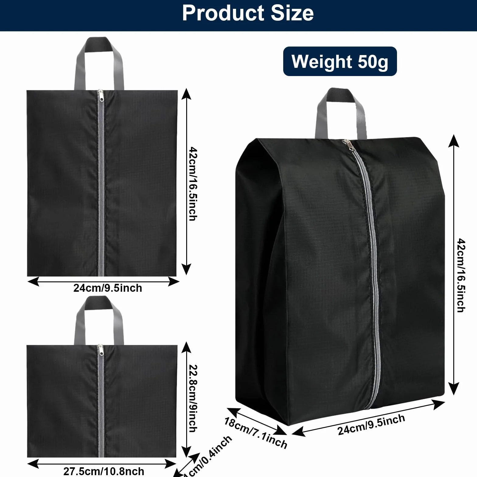 Housses Chaussures Imperméables Set De 2 Sac Chaussures Voyage Grand Sac Chaussures Bagages Noir