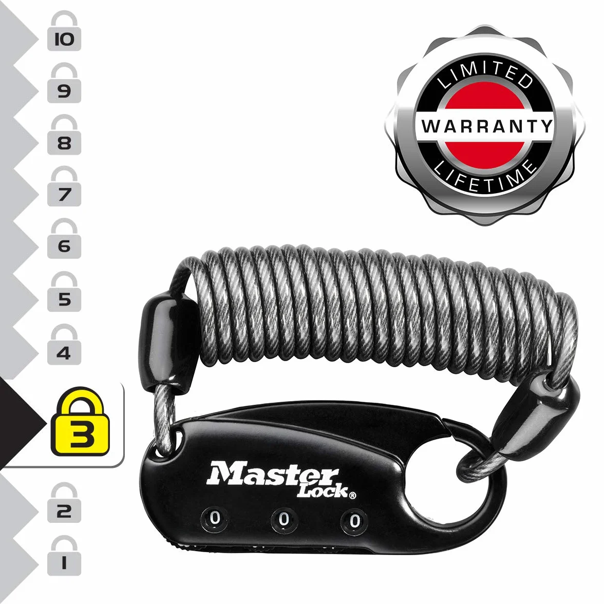 Master Lock Cadenas antivol Mousqueton Noir 60 mm
