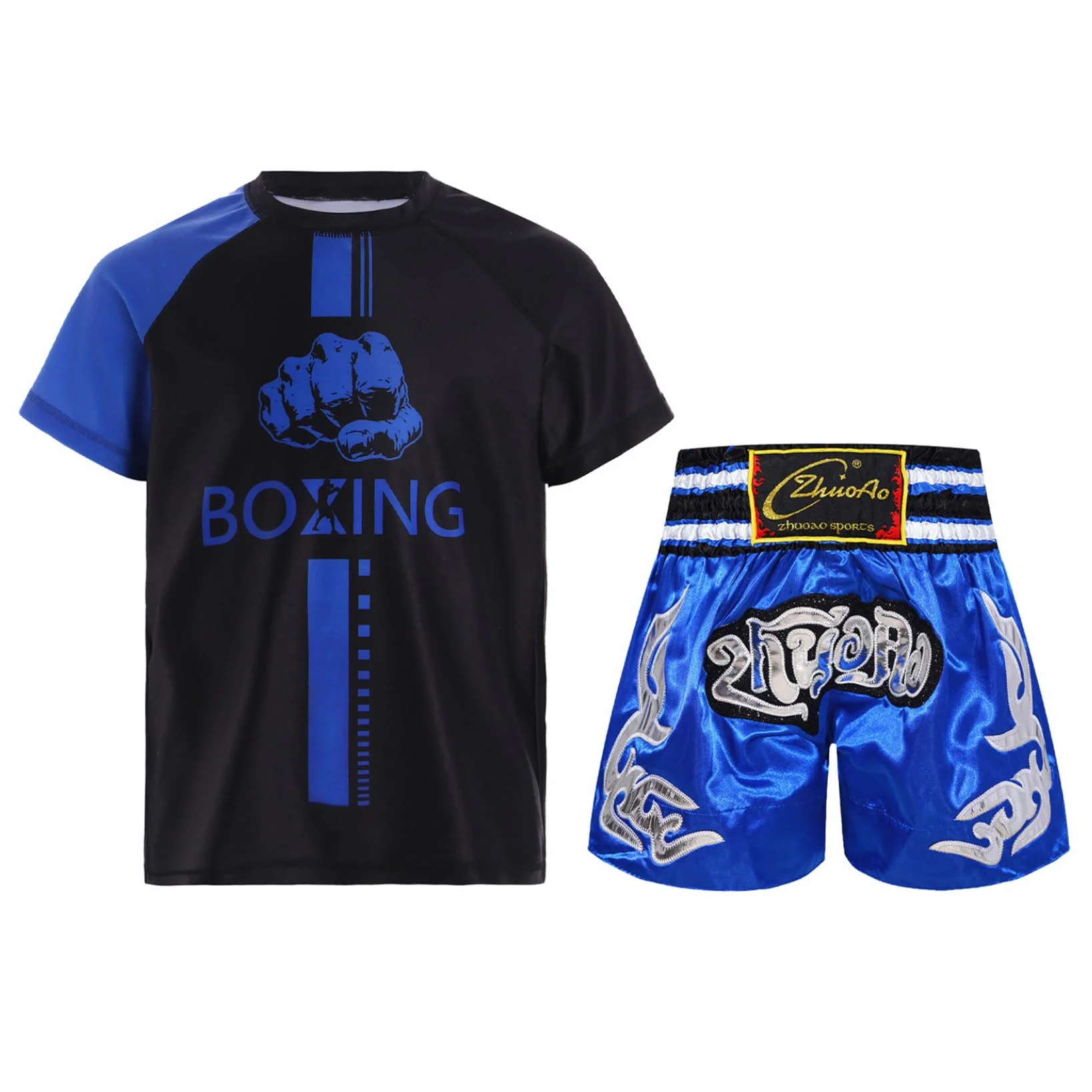 Enfant Garçon Fille T-Shirt Boxe Muay Thai Short Séchage Rapide Haut Sport Arts Martiaux 5-16 Ans