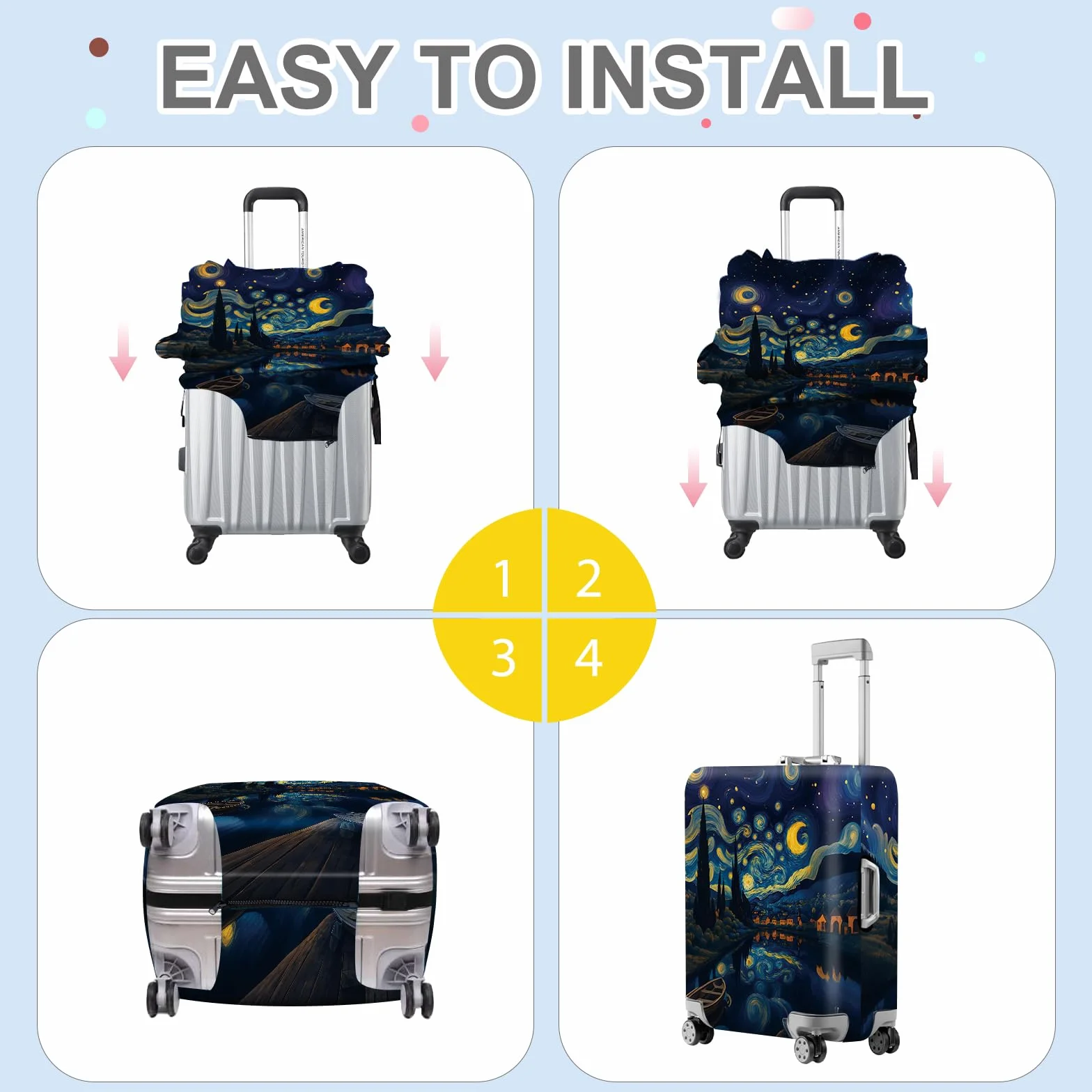 Housse pour Valise Protection Voyage 20-34 Pouces Extensible Lavable Spandex