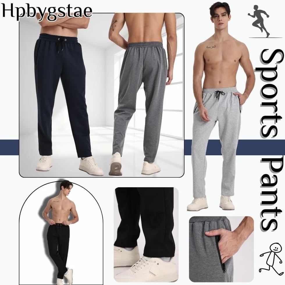Lot de 3 pantalons de jogging athlétiques homme fermeture éclair respirants flexibles