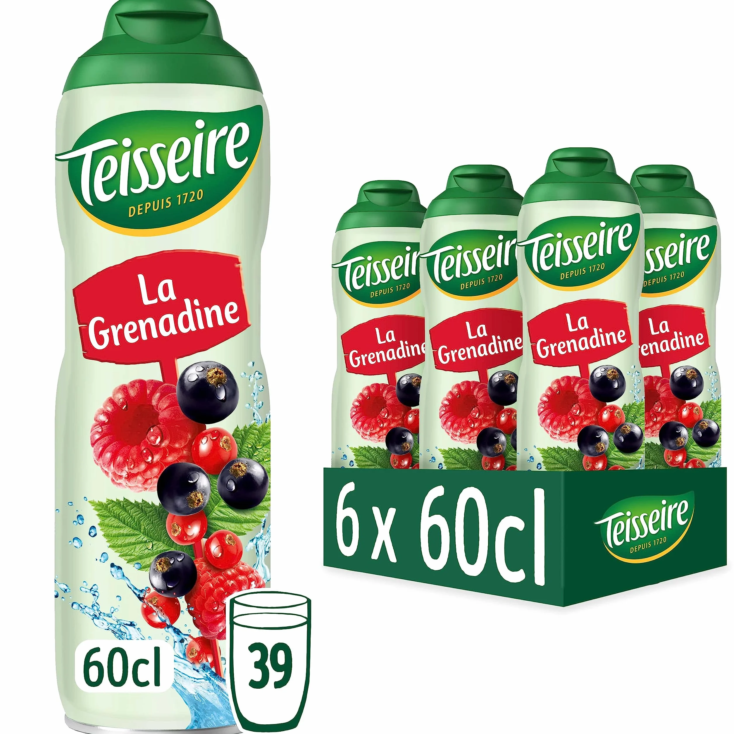 Pack de 6 bidons grenadine Teisseire 60 cl