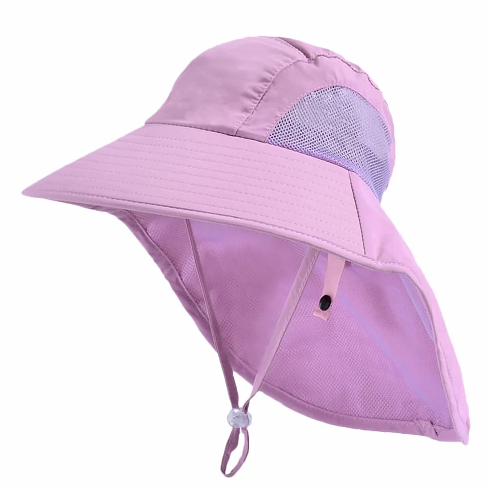 Chapeau de Soleil Anti-UV UPF50+ pour Enfants 5-13 Ans Large Bord Respirant Séchage Rapide Plage Cyclisme