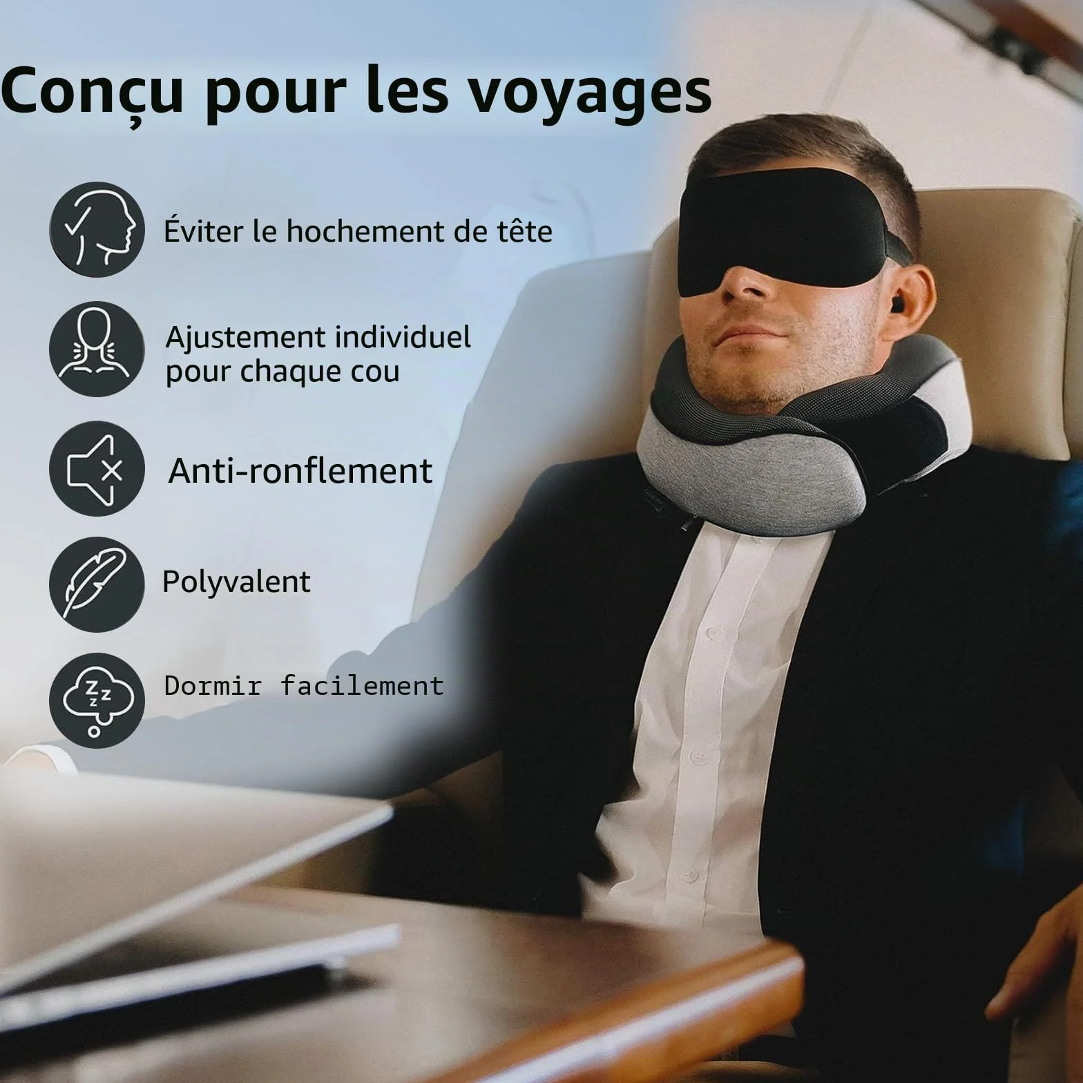 Reiteag Nomadike Oreiller de Voyage - Coussin Mémoire de Forme pour Avion Voiture