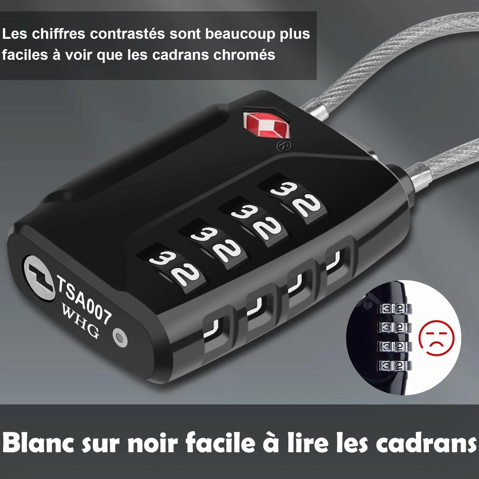 Serrure à Bagages TSA Lot de 2 Cadenas à Code 4 Chiffres Valise Combinaison Noir
