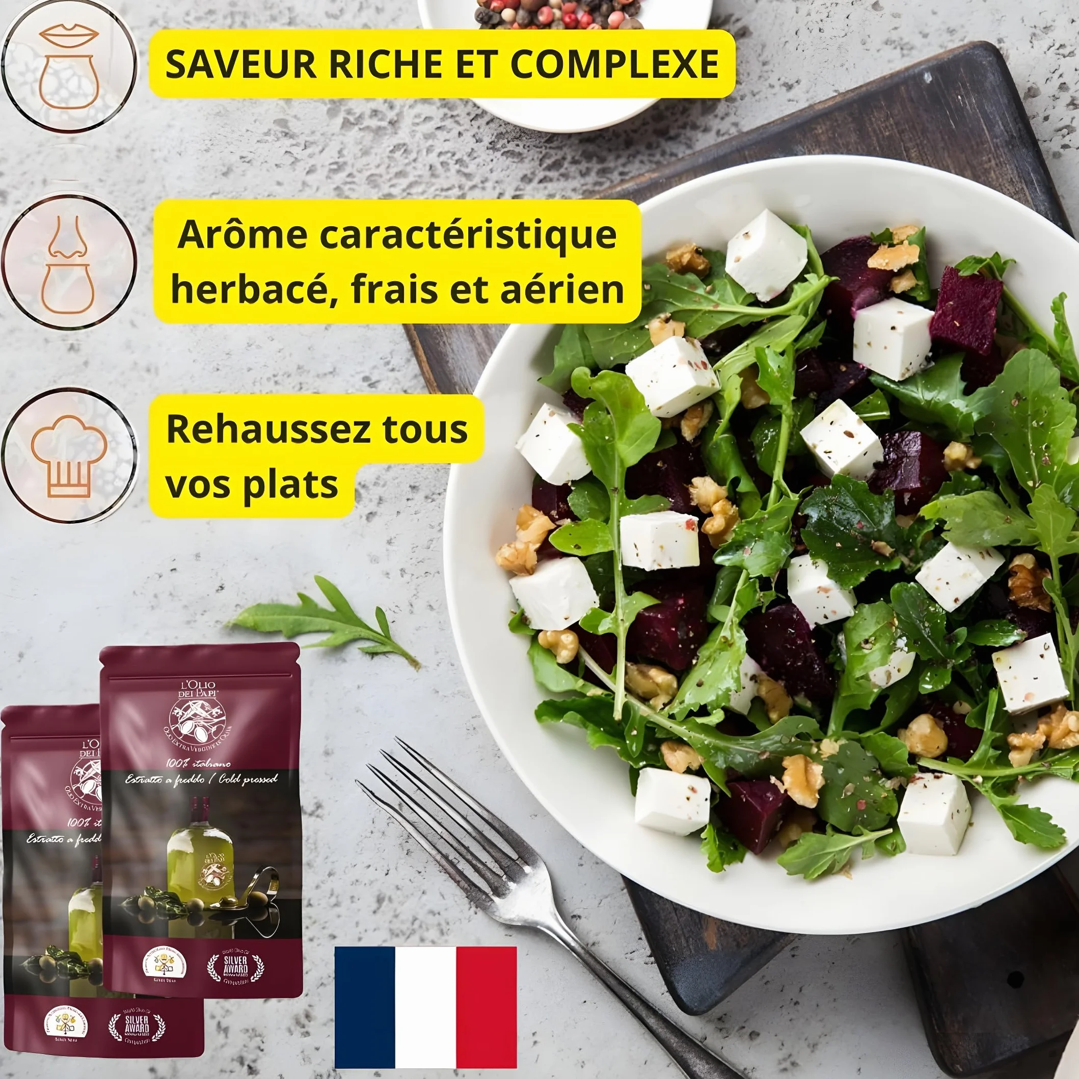 L'Olio dei Papi 100% Huile d'Olive Extra Vierge Italienne extraite à froid des oliveraies centenaires des anciennes terres des Papes 0,5 LT (étui)