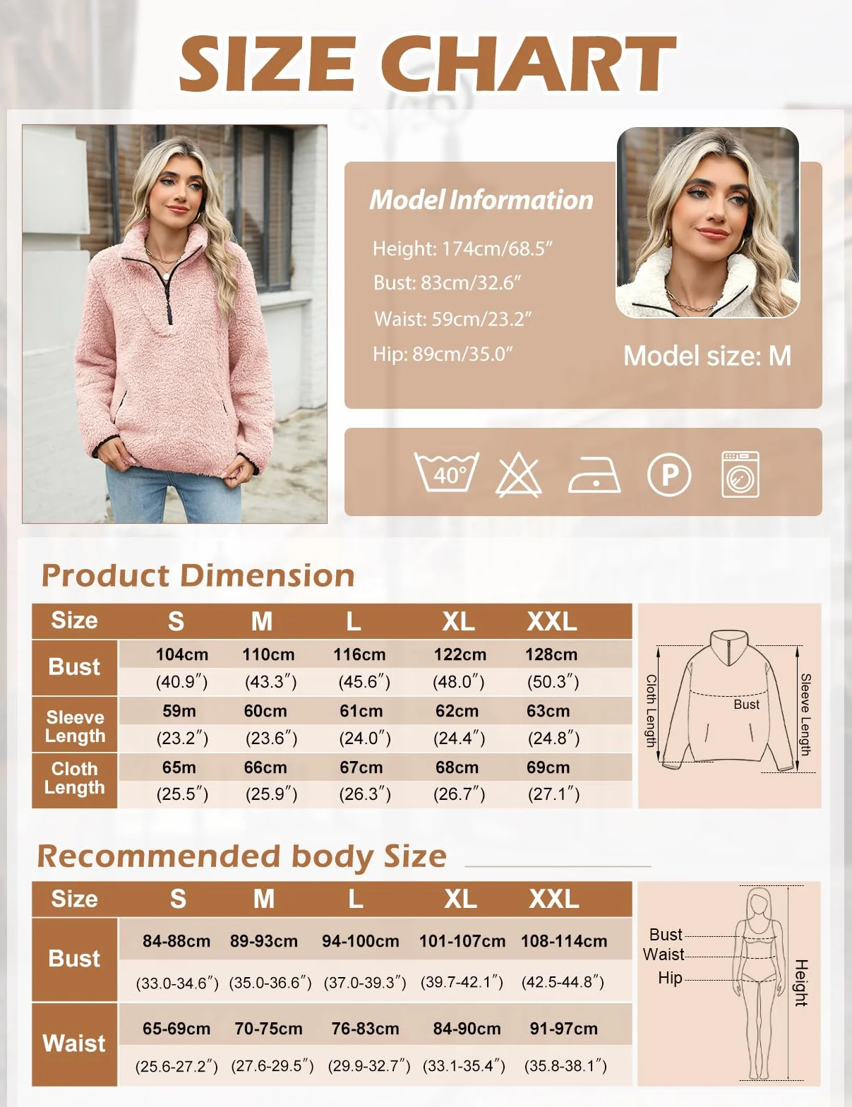 Pulls Sweatshirt Polaire Femme Hiver Manches Longues Chaud avec Poche 1/4 Zippé