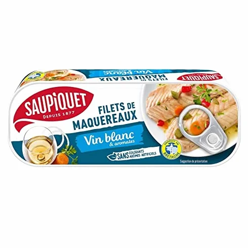 SAUPIQUET - Filets Maquereaux Vin Blanc Et Aromates 176G - Lot De 4