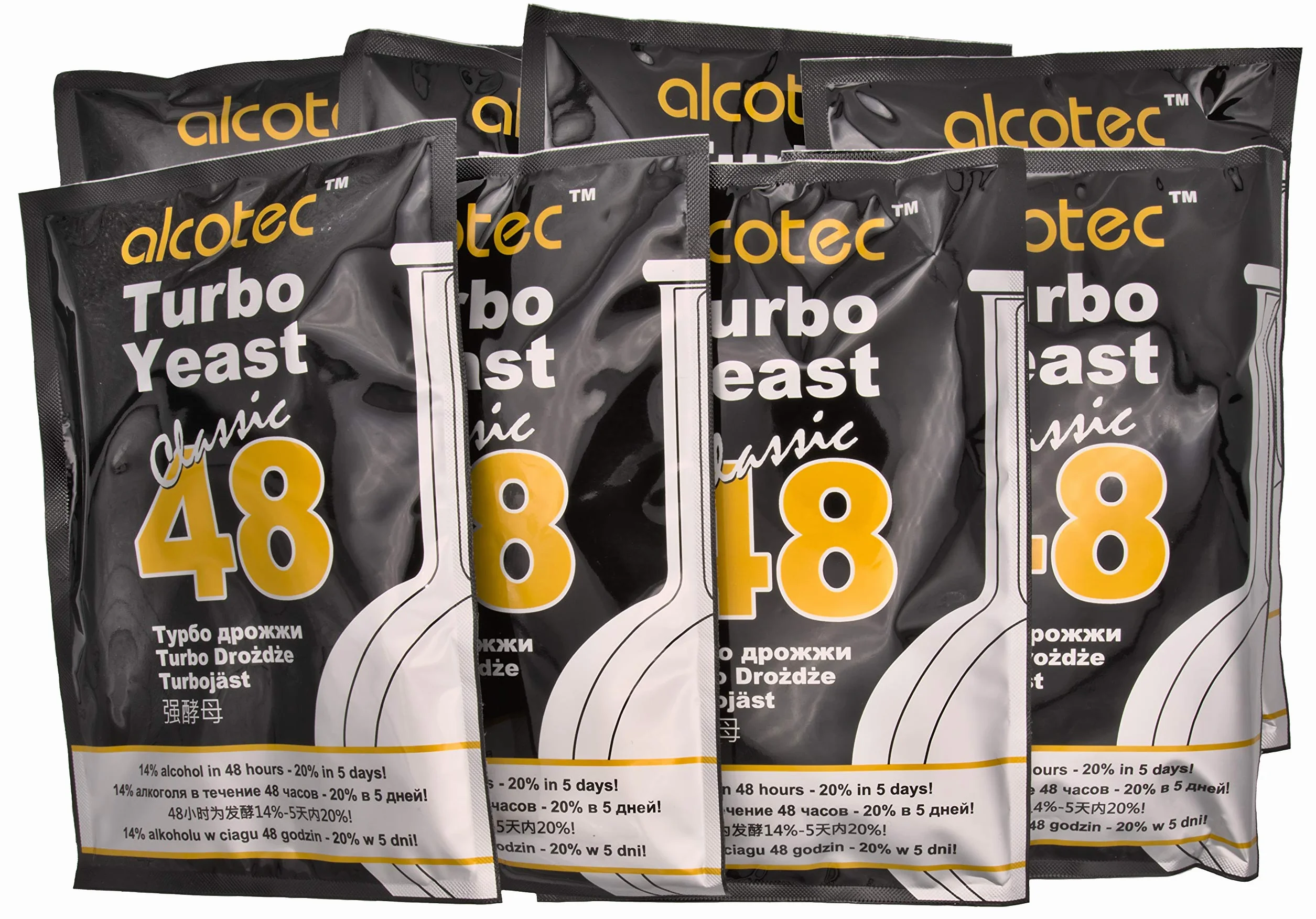 8x levures turbo AlcoTec Classic 48h 20% d'alcool dans les 5 jours