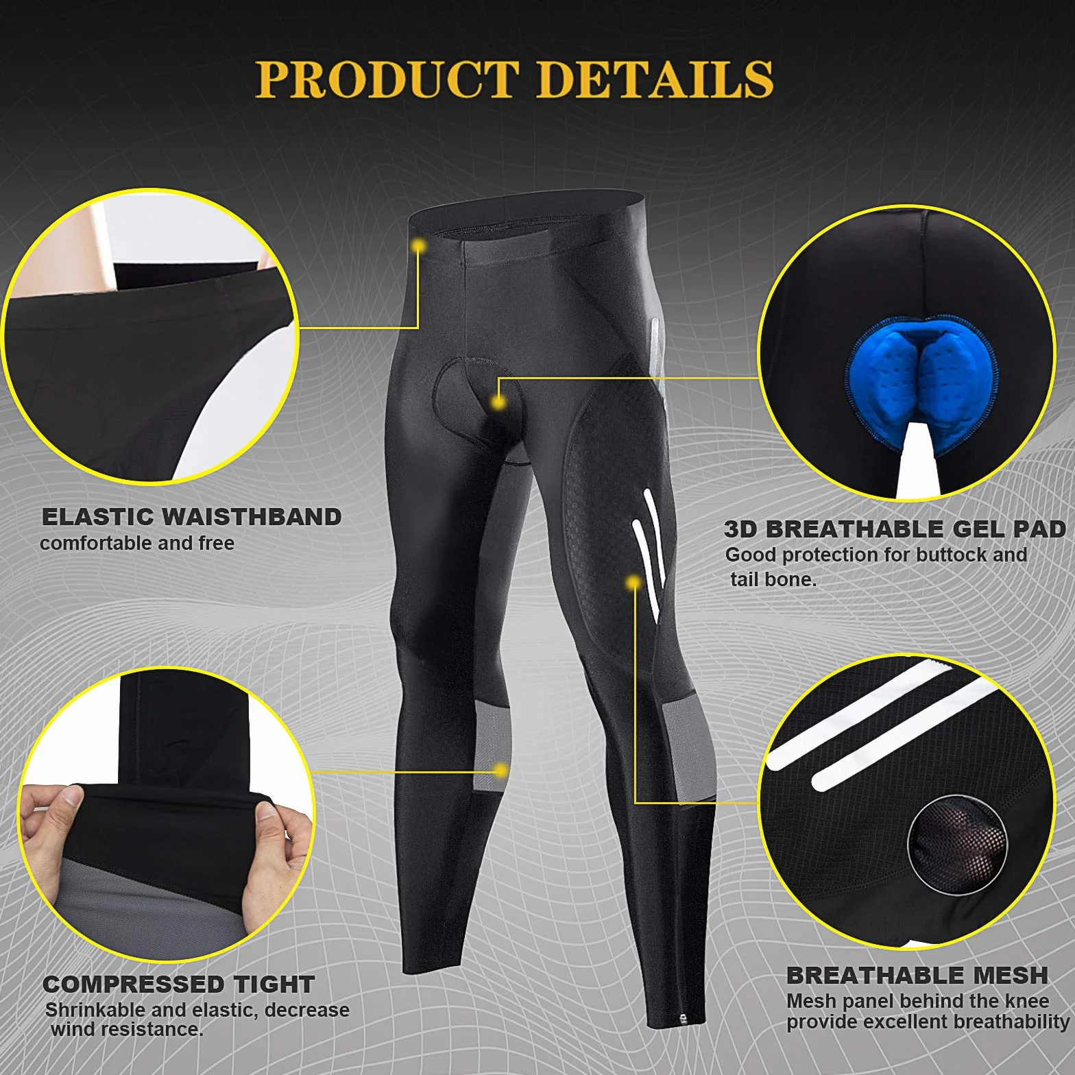 MEETWEE Pantalon Cyclisme Homme Respirant 3D Gel Silicone Long Compression Leggings Vélo