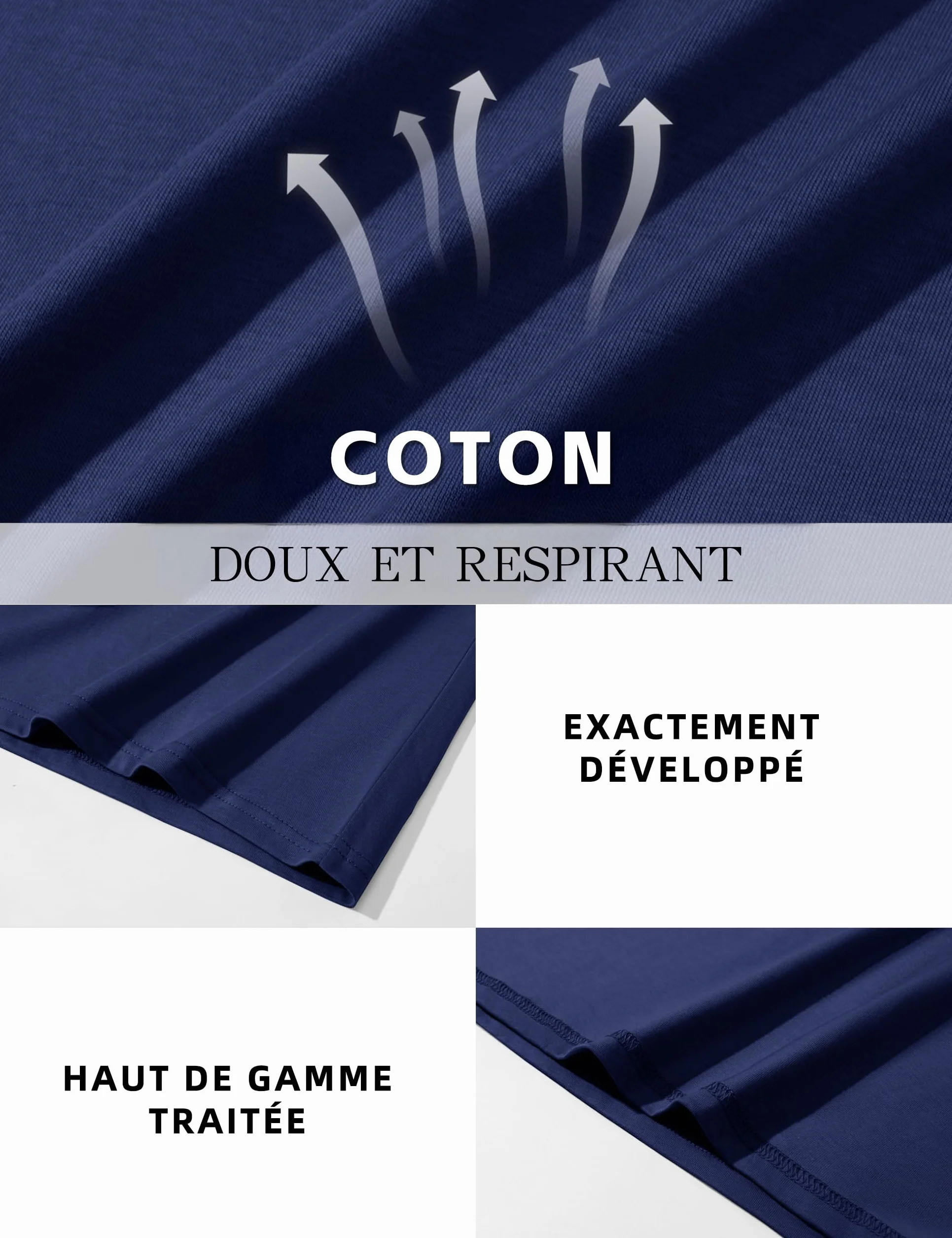 Chemise Homme Henley Manche Longue en Coton à 3 Boutons Col V Décontractée