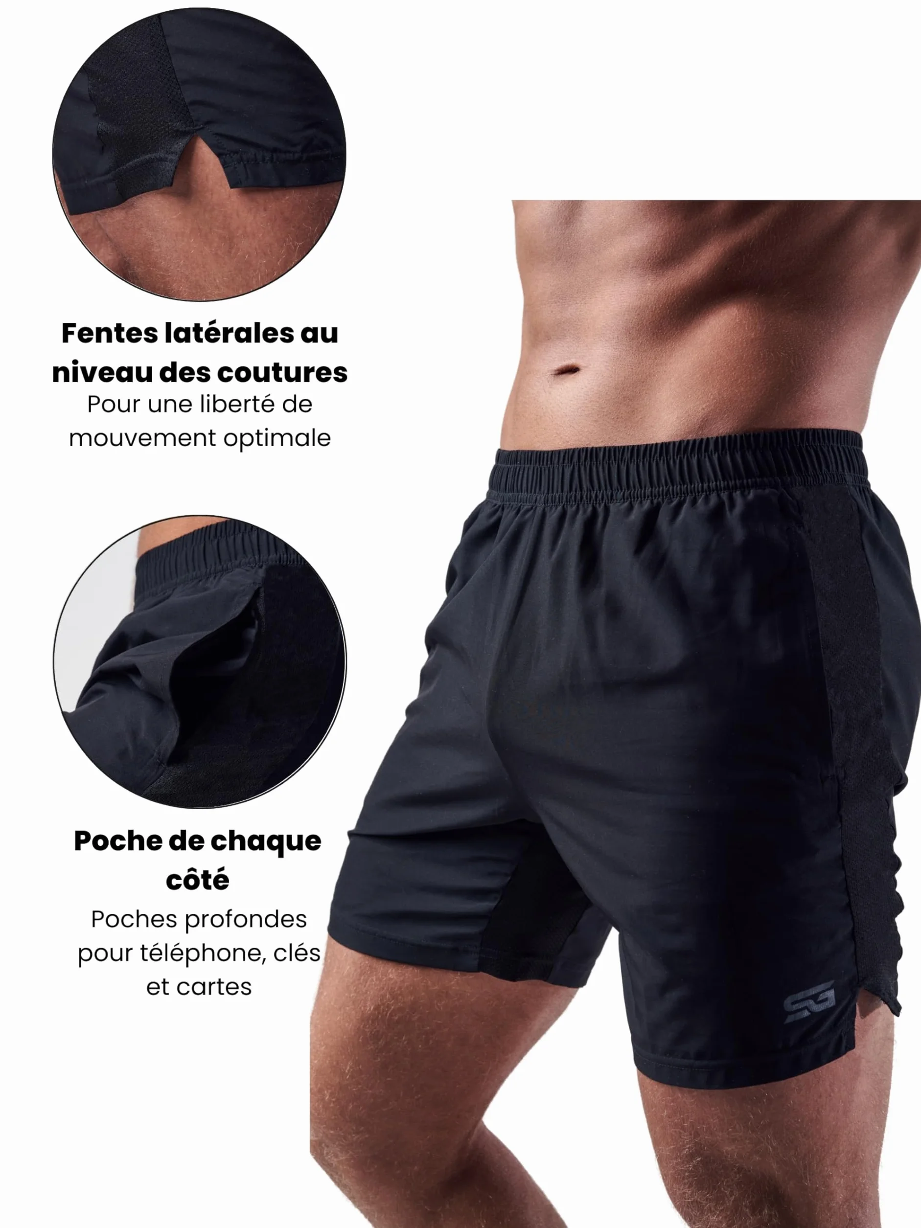 Short de Fitness Homme Coupe Ample Séchage Rapide Sport Musculation Running Crossfit