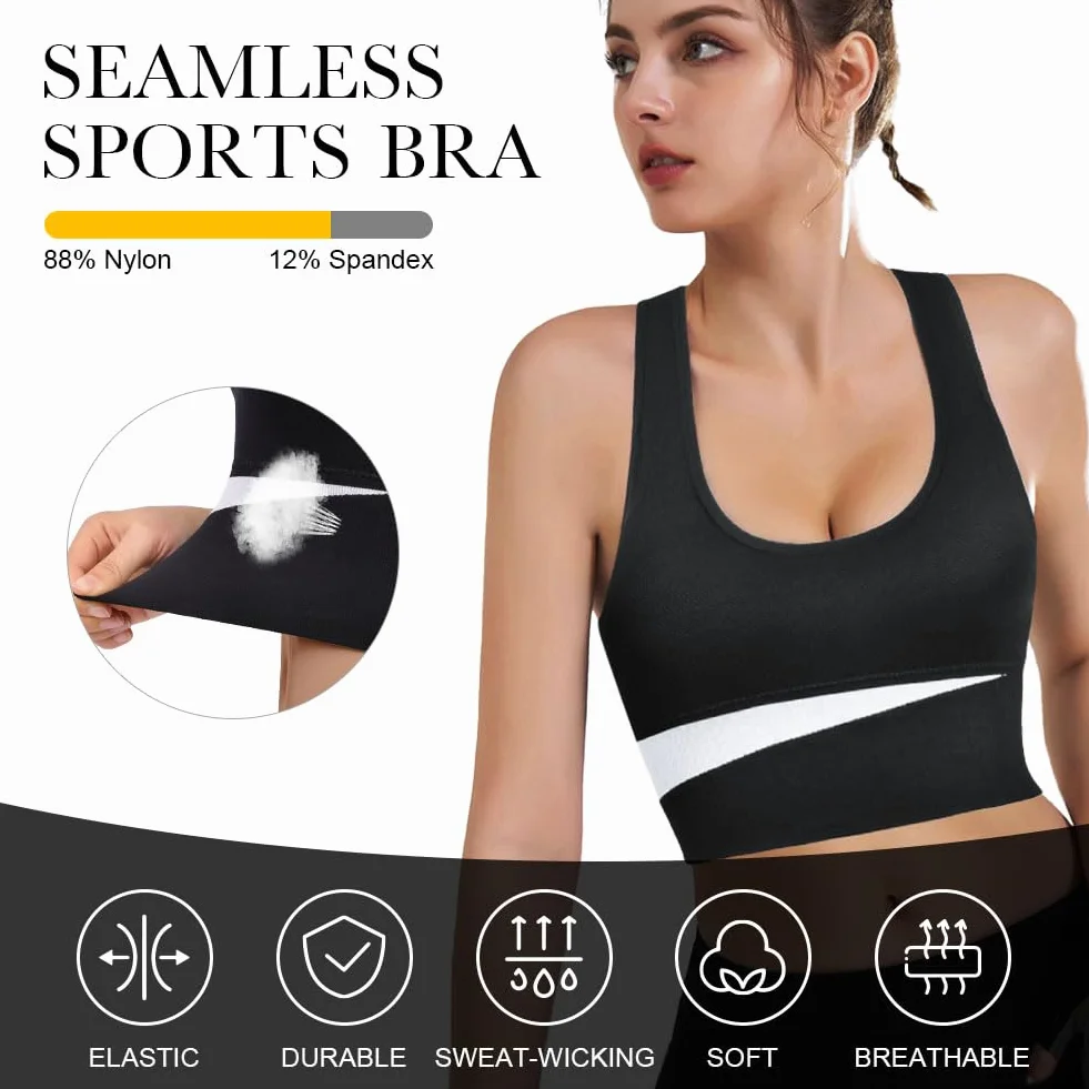 Soutien Gorge Sport Femme Maintien Fort Anti Affaissement Bustier Rembourrage Confortable Fitness Course à Pied M