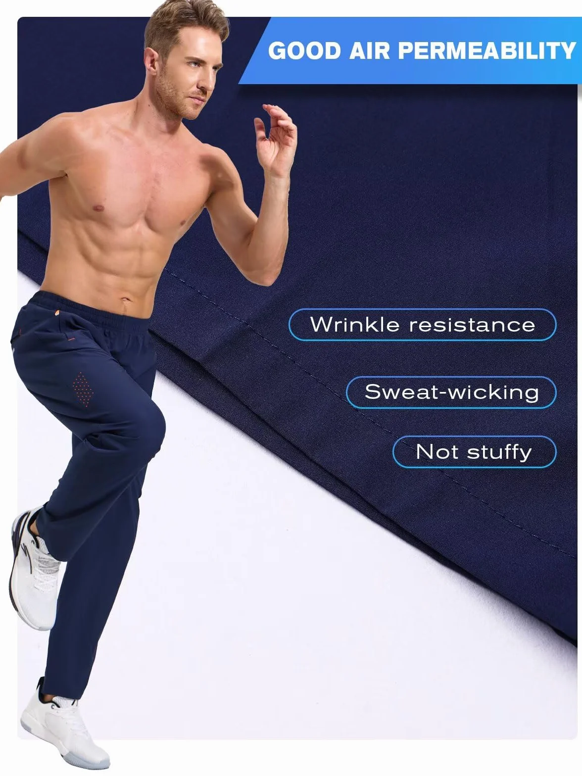 Gaiatiger Pantalon de Jogging Homme Séchage Rapide Sport Training avec Poches Zippées