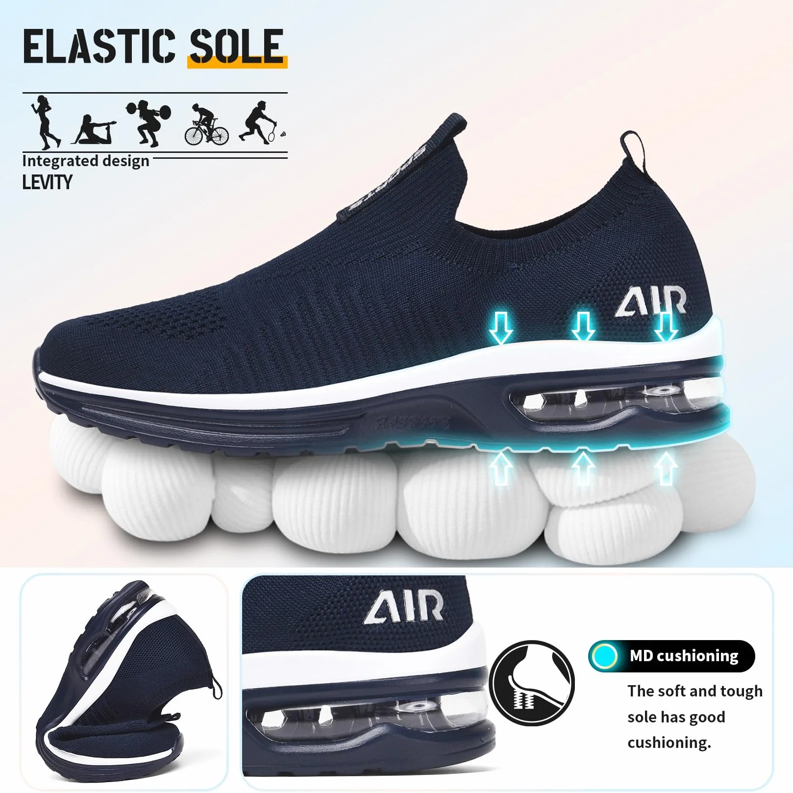 Femme Basket Mode Respirantes Slip on Sneakers Sports en Salle
