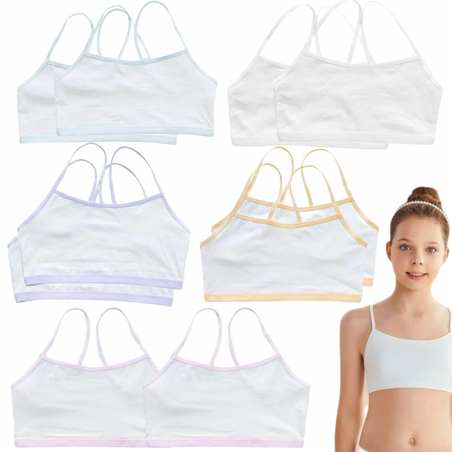 Bretelles Pour Élèves Du Primaire En Pur Coton, Corsets Anticonvexes Enfants, Sous-Vêtements Sport Légers Sans Couture - Lot de 10