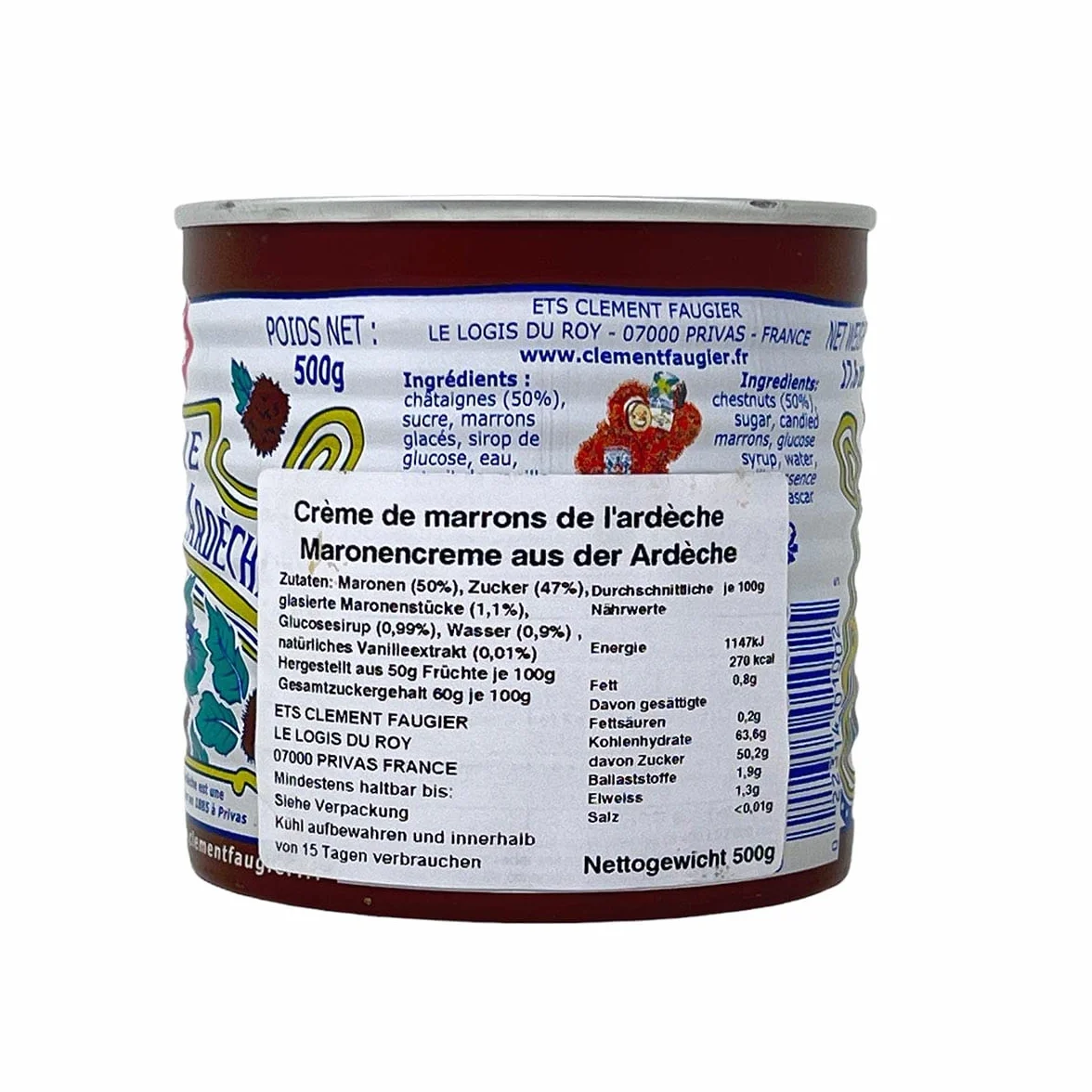 Clément Faugier - Crème de Marrons de l'Ardèche - 500g - Lot de 4
