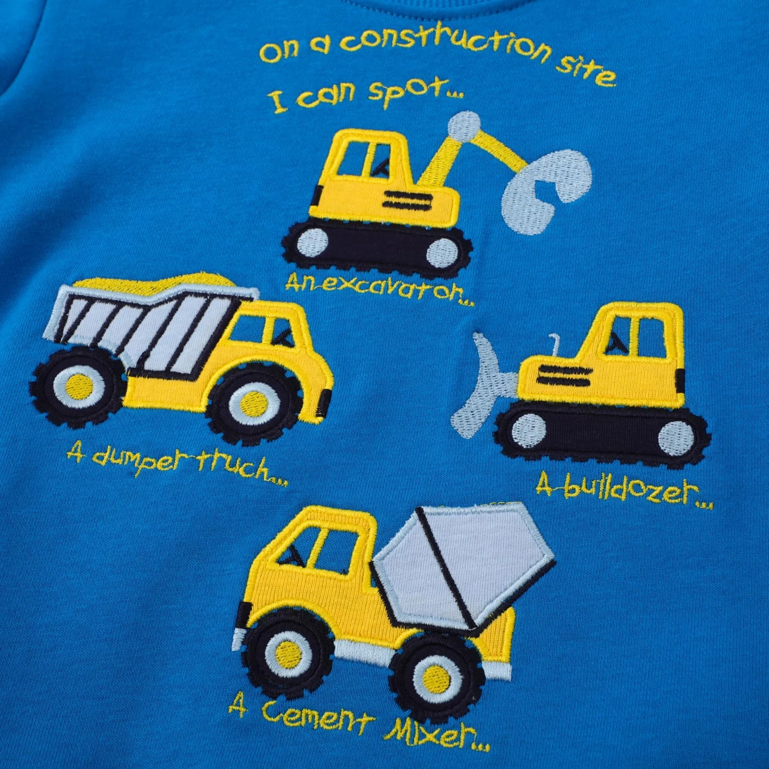 Sweatshirt Garçon Imprimé Dinosaure Excavateur Coton Col Rond 2-7 Ans