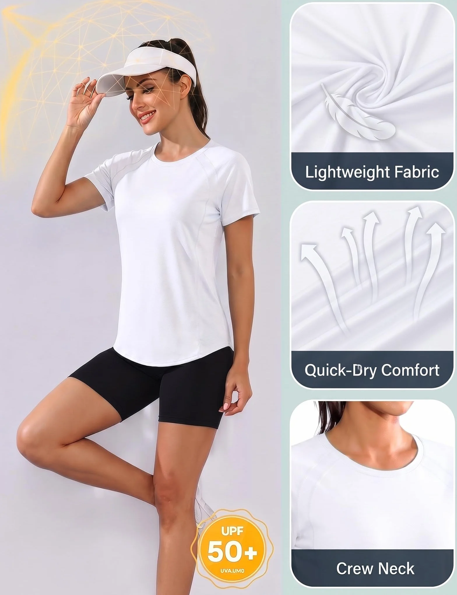 Tee Shirt Sport Femme à Manches Courtes Séchage Rapide Top Fitness Yoga Pilates Jogging