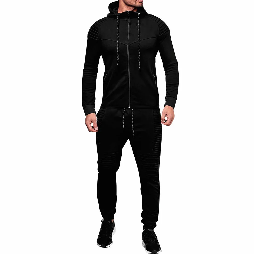 Amropi Hommes Survêtement Jogging Combinaison Sport Capuche Pantalon