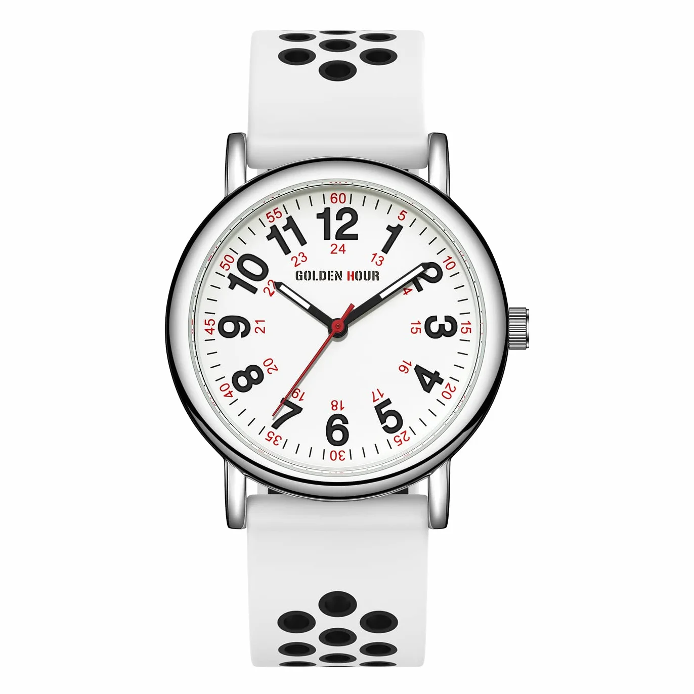 GOLDEN HOUR Montre Infirmière Étanche 24 Heures Cadran Lumineux