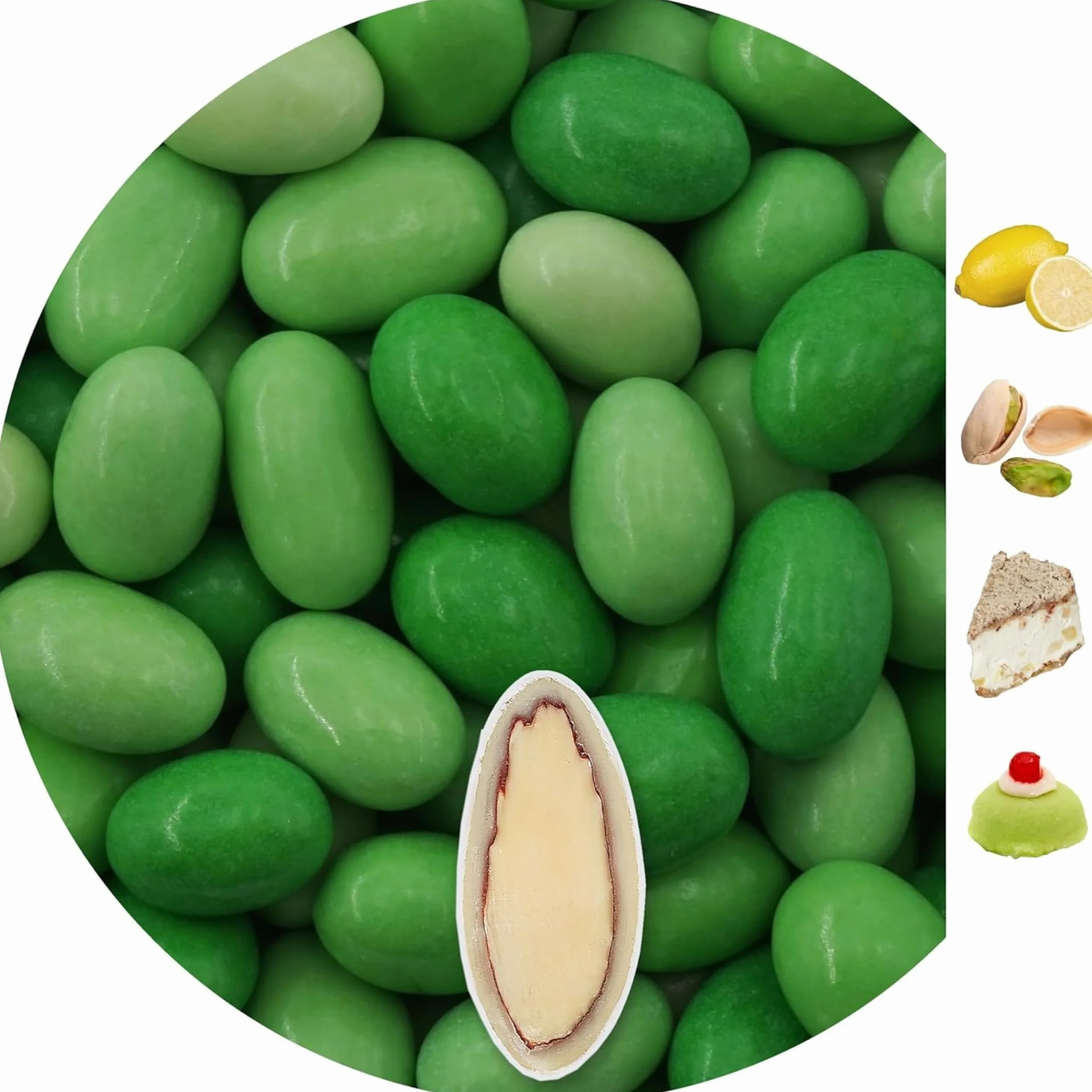 EinsSein 1kg Dragees amandes au chocolat Mélange de saveurs Mix vert brillant | ca. 160 pièce Dragées Mariage Baptême Communion Célébrer Fête Candybar | cadeaux d’invités | Amandes | Badem sekeri