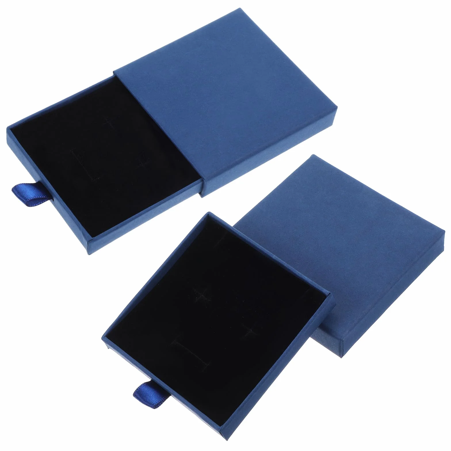 Lot de 2 boîtes à bijoux en papier épais extensibles pour bracelets colliers boucles d'oreilles bagues (bleu)