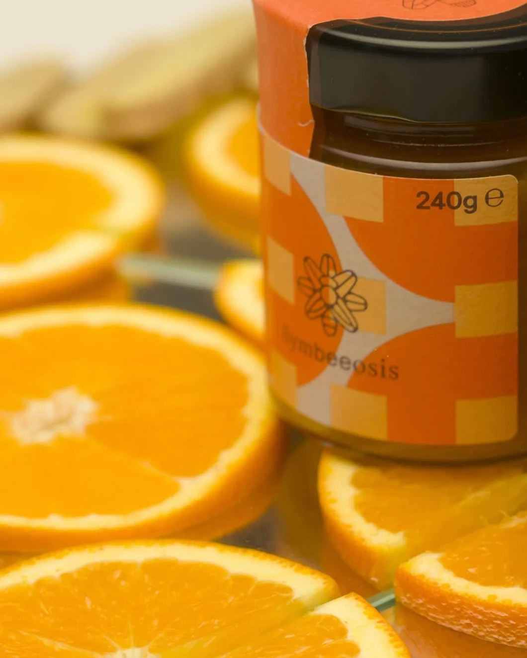 Symbeeosis Organic Orange Marmalade with Ginger: Digestive Aid, All-Natural, Sugar-Free, No Artificial Aromas, Pleasant Peppery Taste - Made with Fruit Sugars and Dry Ginger Extract