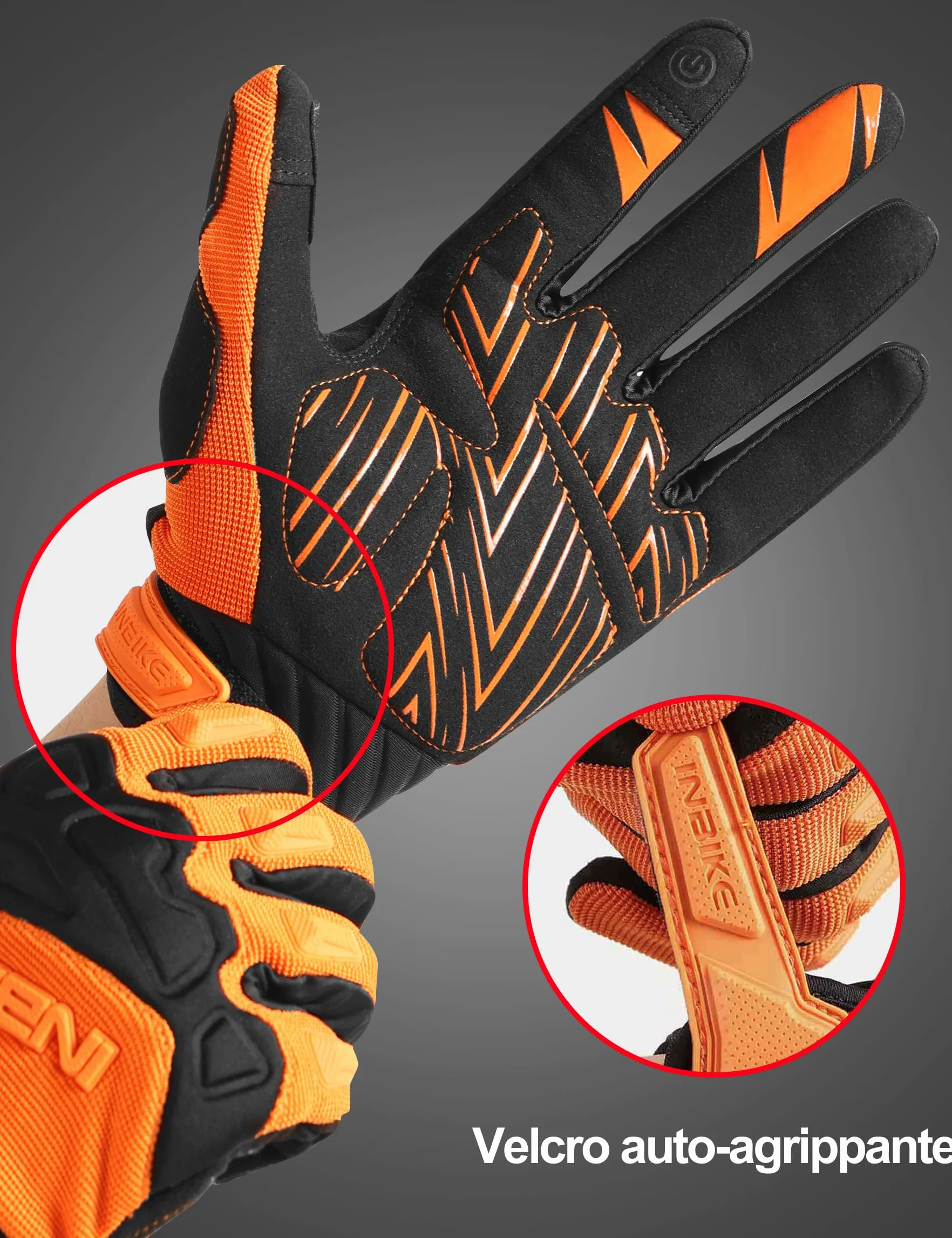 INBIKE Gants de Cyclisme VTT Homme Plein Doigts à Écran Tactile Rembourré Antichoc