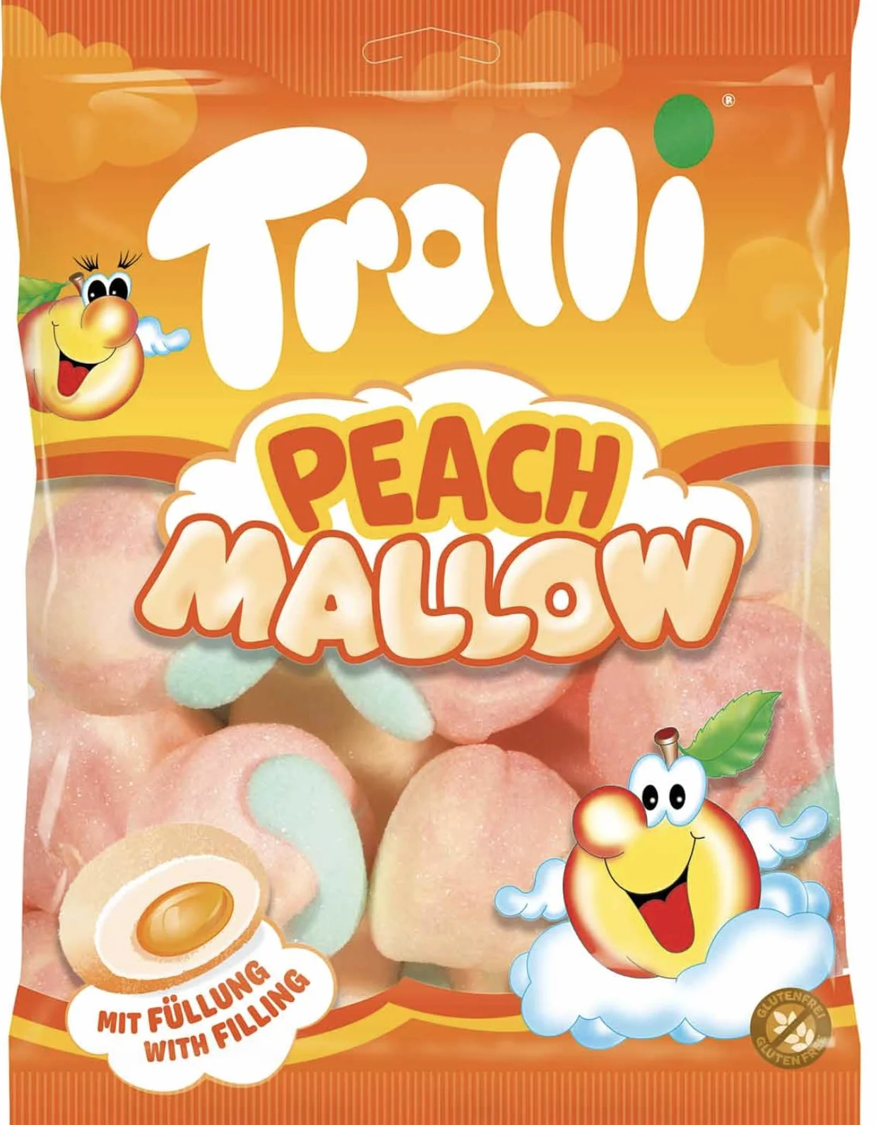 Peach Mallow - Guimauve de Pêche, une délicieuse friandise moelleuse - douceur de la pêche à une texture fondante, parfaite pour satisfaire vos envies sucrées - Compatible avec Trolli - 150g