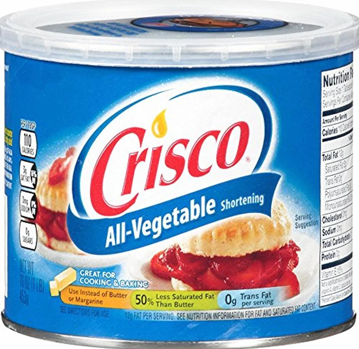 Crisco All Vegetable Shortening, 16 Ounce (Pack of 12)
