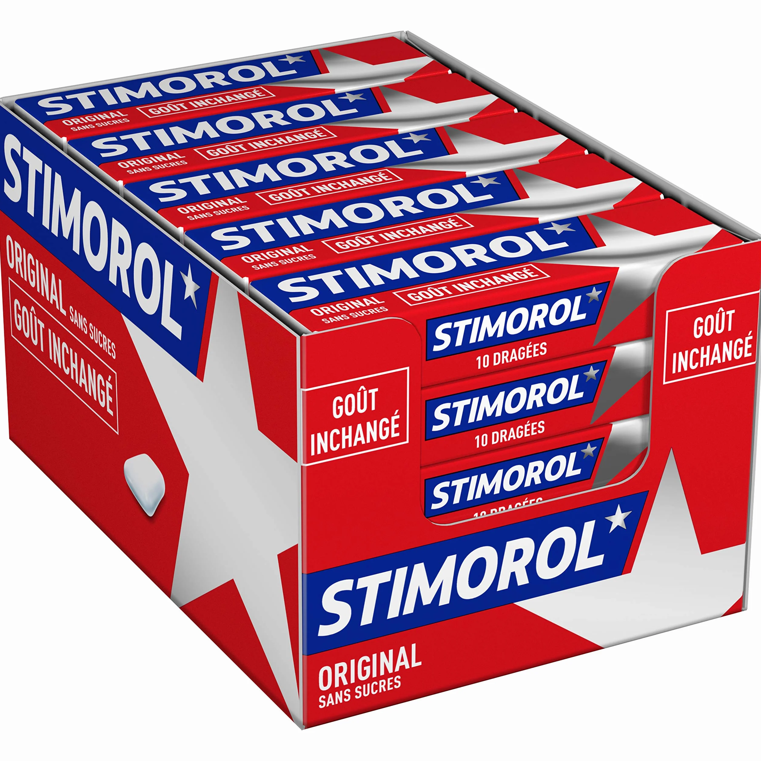 Stimorol Original Chewing Gum Sans Sucres Menthe Réglisse Lot de 2 Packs 25 Paquets 10 Tablettes 14 g
