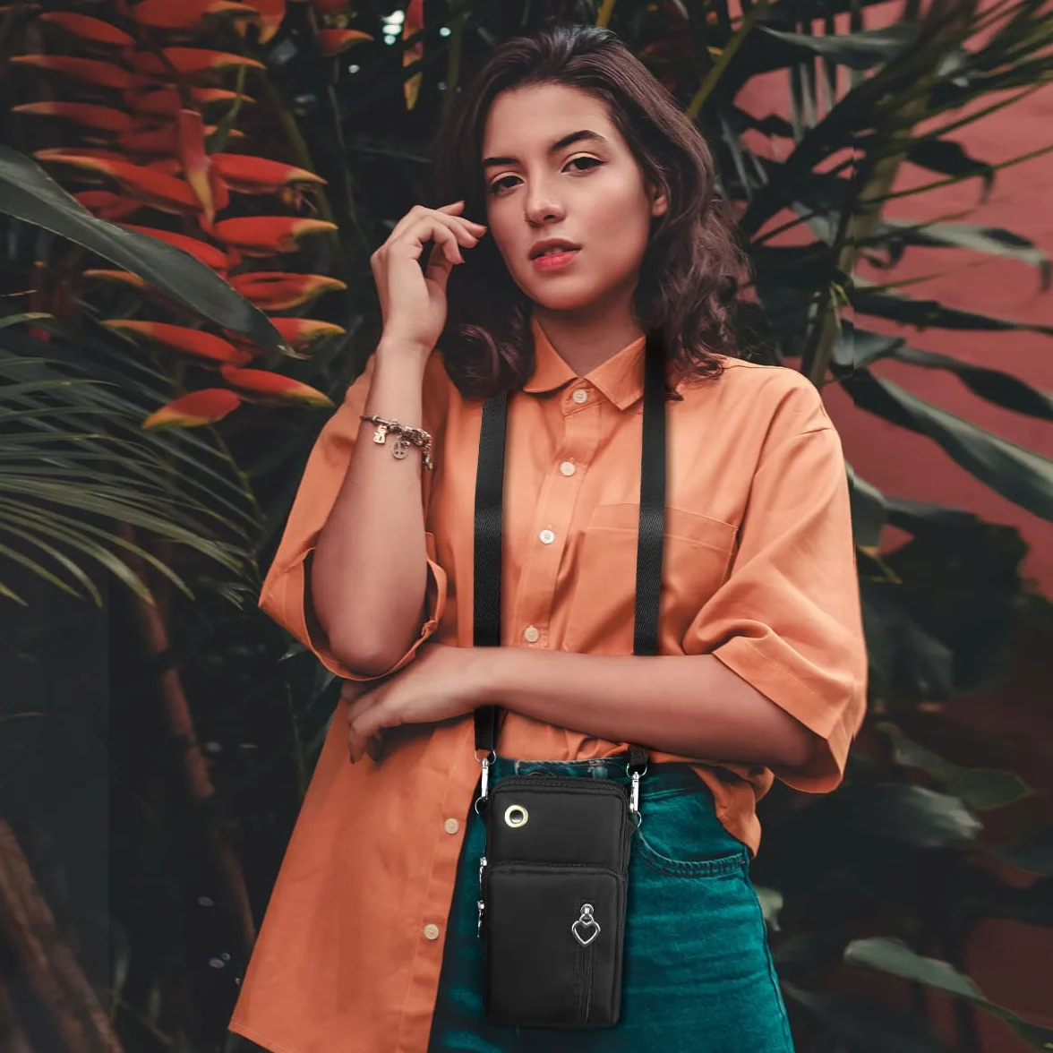 Aucuu Sacoche Téléphone Portable Femme Bandoulière Réglable Oxford Tissu Crossbody Pochette 7"
