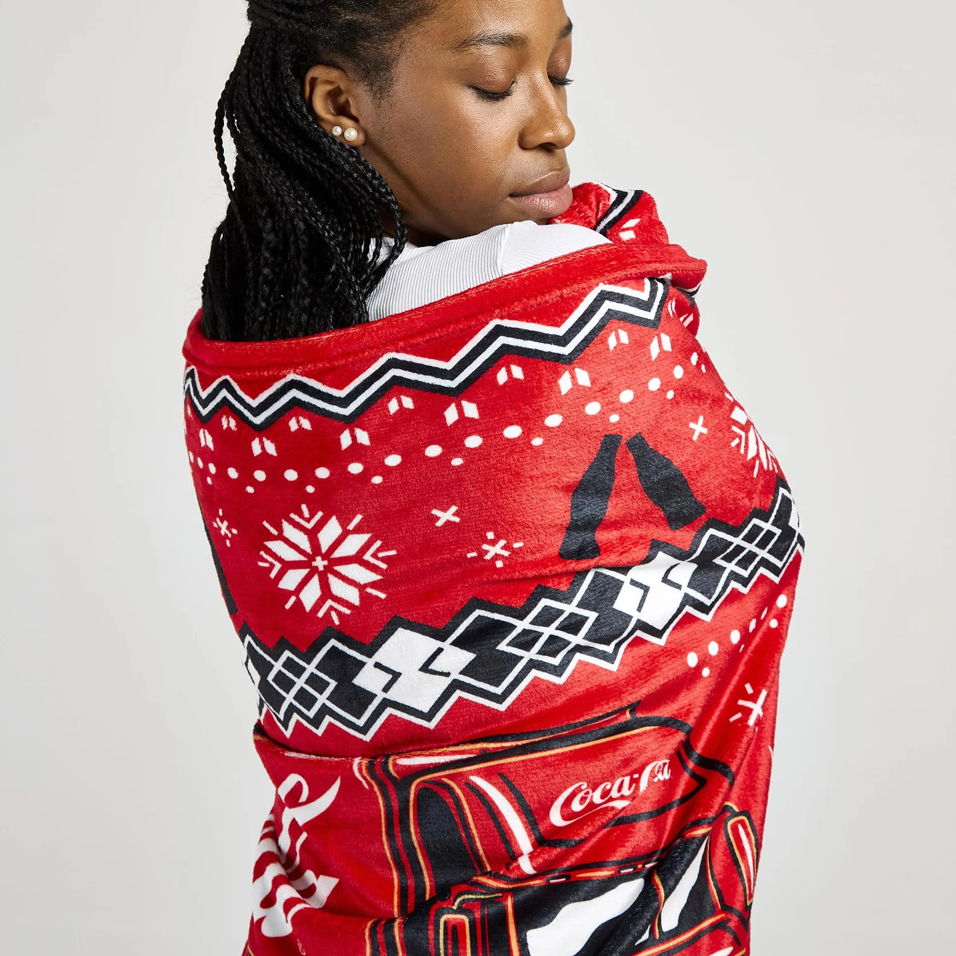 Coca-Cola Couverture Polaire Officielle Noël 150x125 cm Flanelle Douce Motif Camion