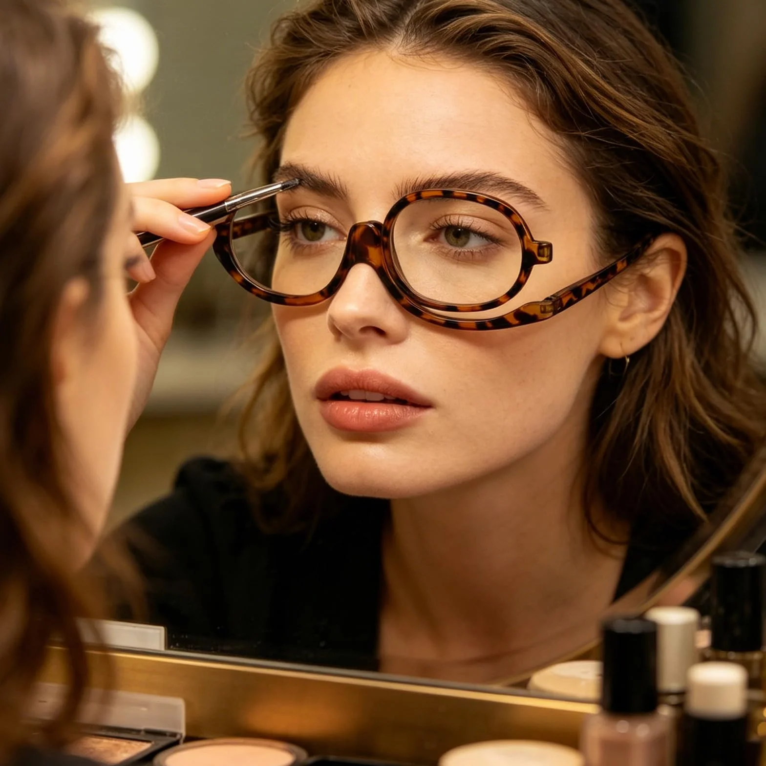 Lunettes de Maquillage à Lentille Unique Rotative pour Femmes