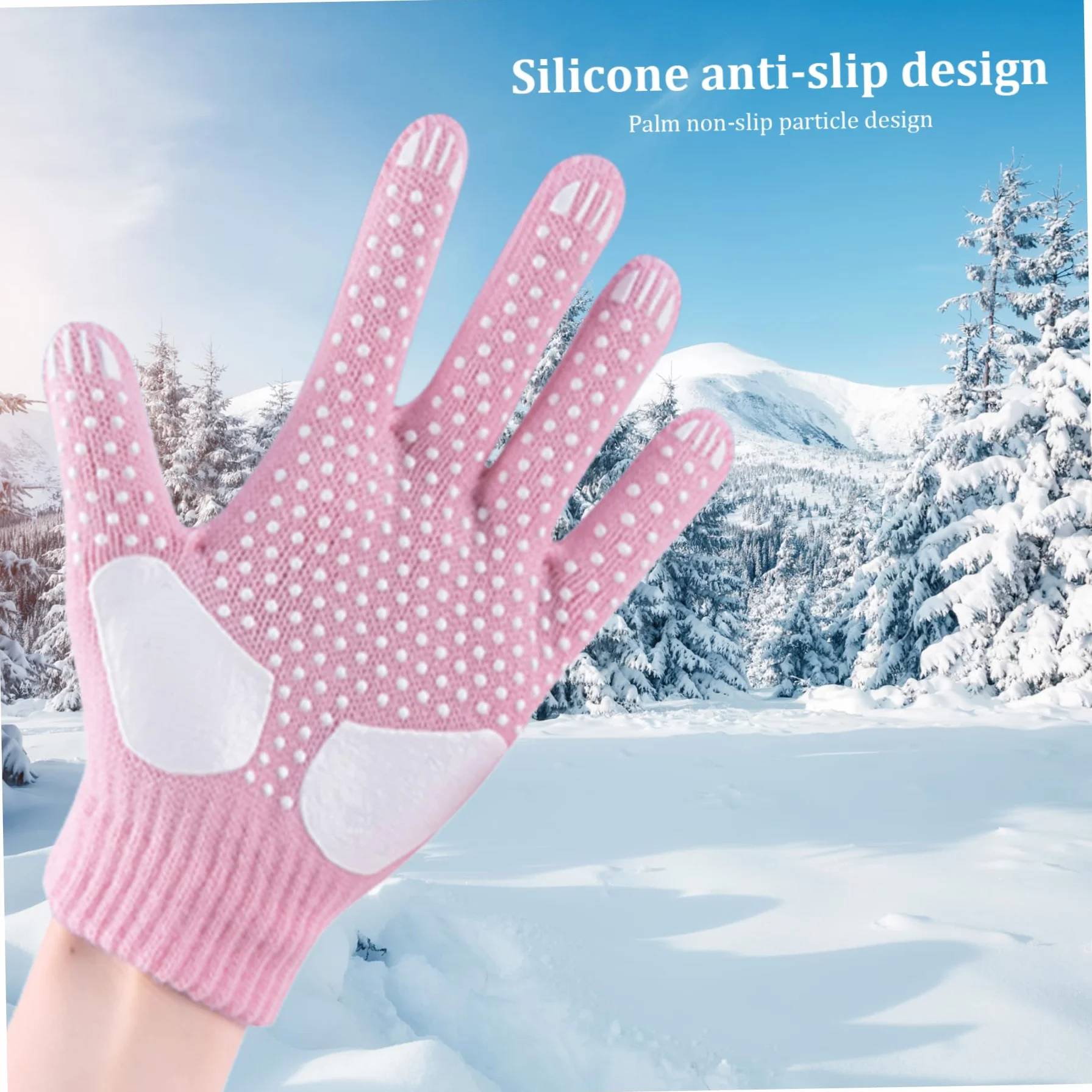Gants de Patinage Artistique Antidérapants Épais Tricotés Flocons de Neige Strass Chauds pour Cyclisme Randonnée