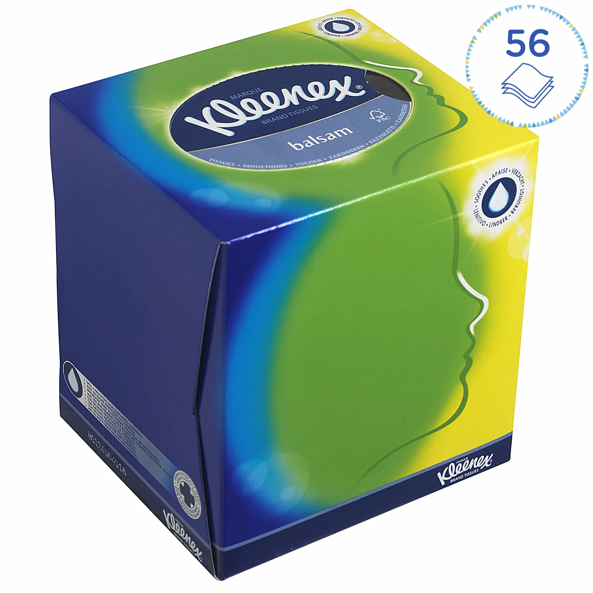 Kleenex Mouchoirs en Boîte Cubique, 3 Épaisseurs, Blancs, Ultra Doux, Absorbants, Sans Parfum, 12 Boîtes x 56 Mouchoirs (672 au Total), article 8825