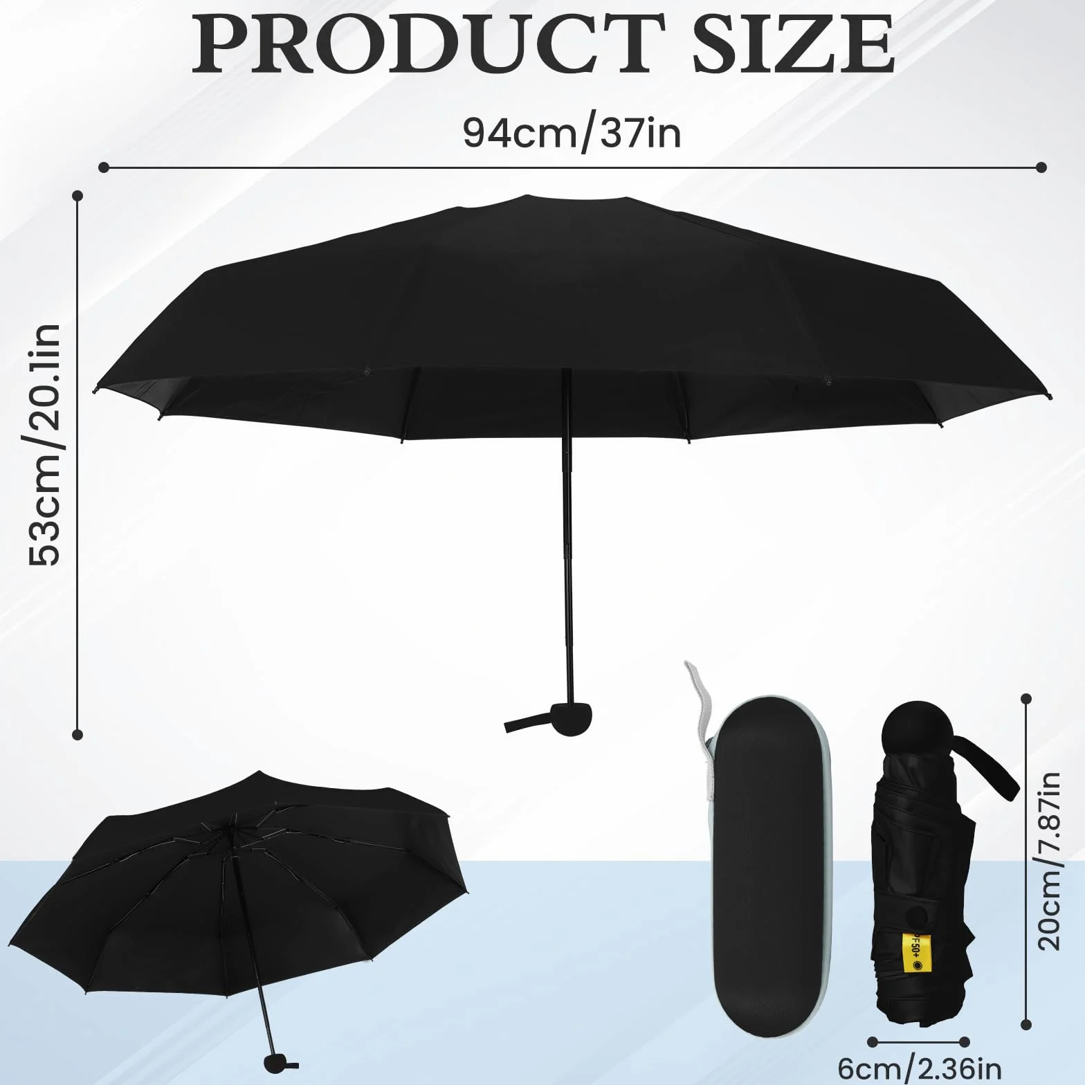 Mini Parapluie Pliant avec Étui, Compact Léger Protection UV pour Femmes Hommes Enfants