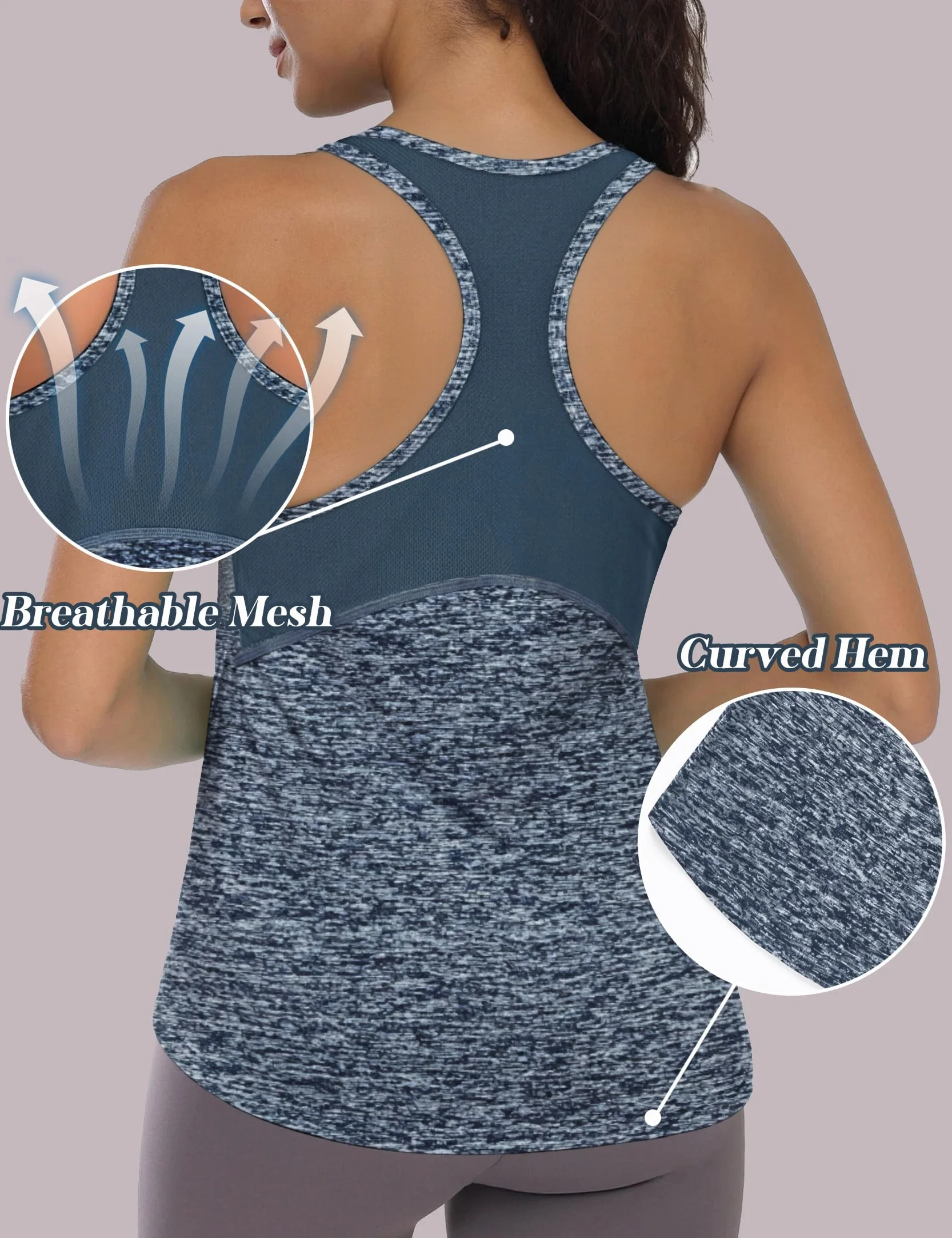 Débardeur de Sport Femme Léger Respirant Maillé sans Manches Séchage Rapide Dos Nageur Yoga Running Fitness S-3XL