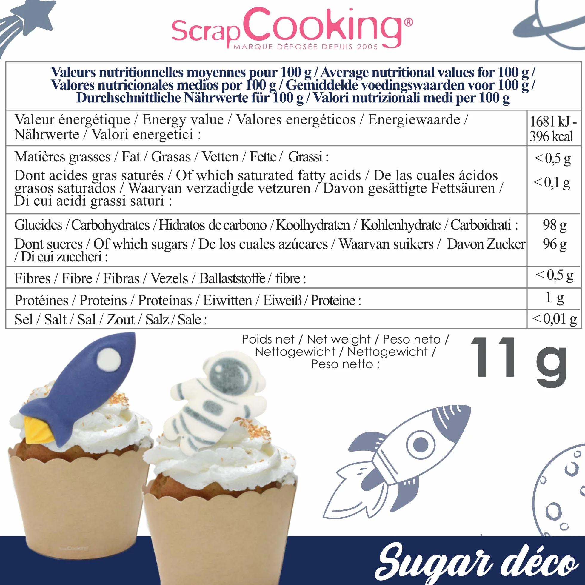 ScrapCooking - Décosucres Espace - Décorations pour Pâtisseries, Desserts, Gâteaux, Biscuits, Cupcakes, Anniversaires – Vaisseau Spatial Astronaute Étoile - Cake Design - 6985