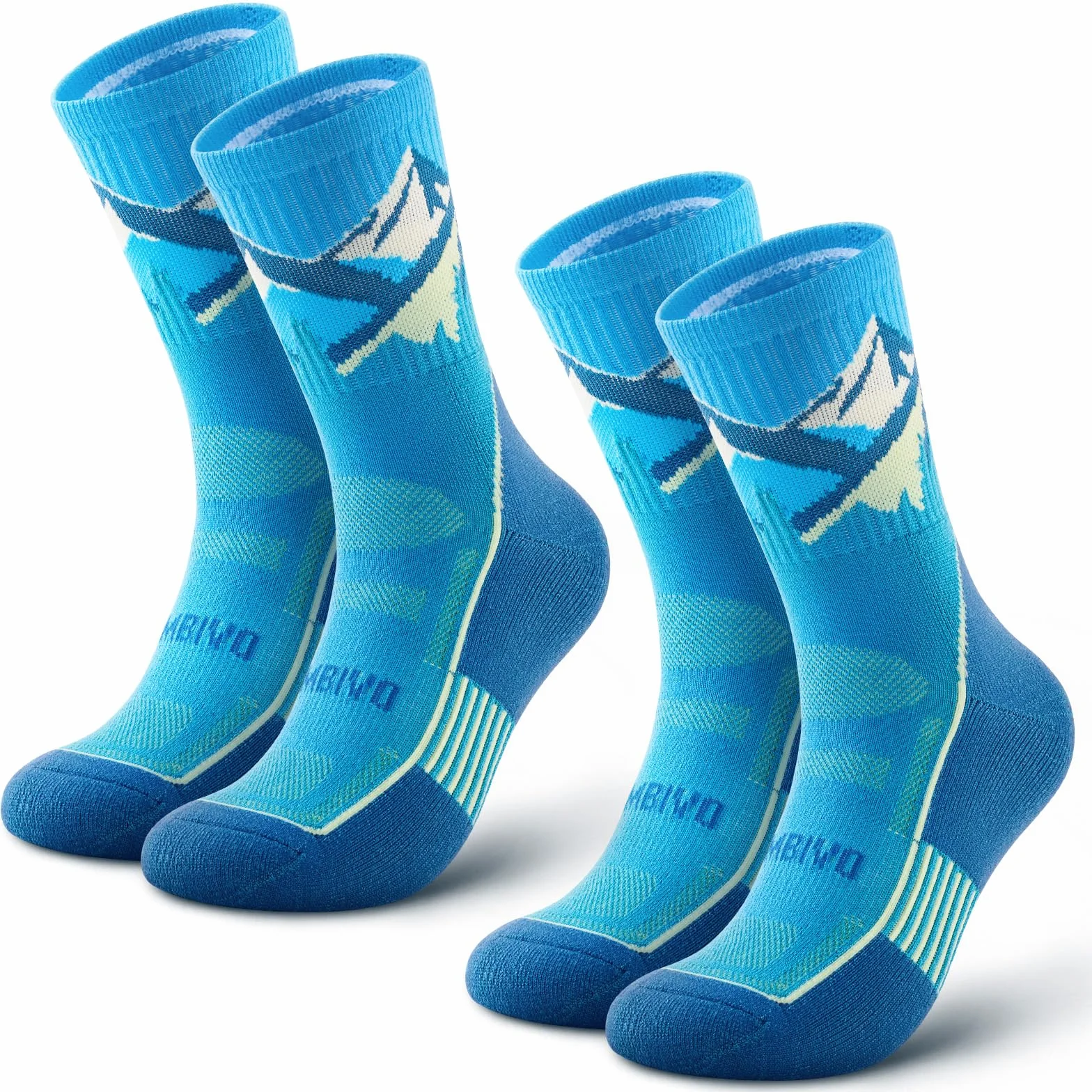 Chaussettes Randonnée Anti Ampoules Homme Femme en Mérinos Laine, Douces Respirant avec Rembourrage, 2 Paires