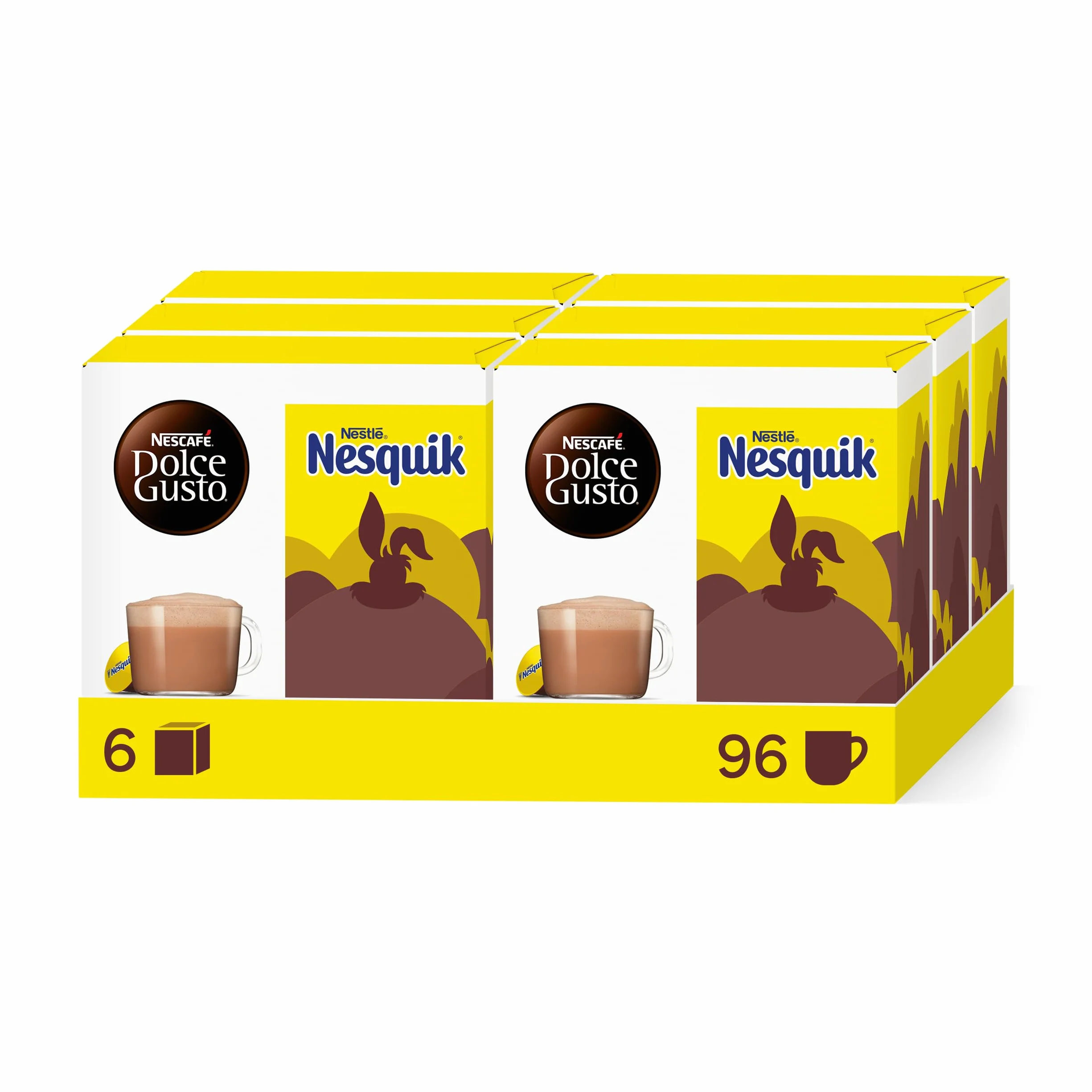 Nescafé Dolce Gusto Nesquik - Chocolat - 96 Capsules (Pack de 6 boîtes x 16)