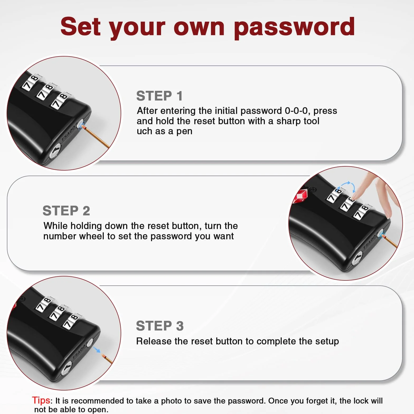 Oderra Cadenas Valise 2 Pack, TSA Luggage Locks, 3 Digit Security Padlock, Combination Padlock
