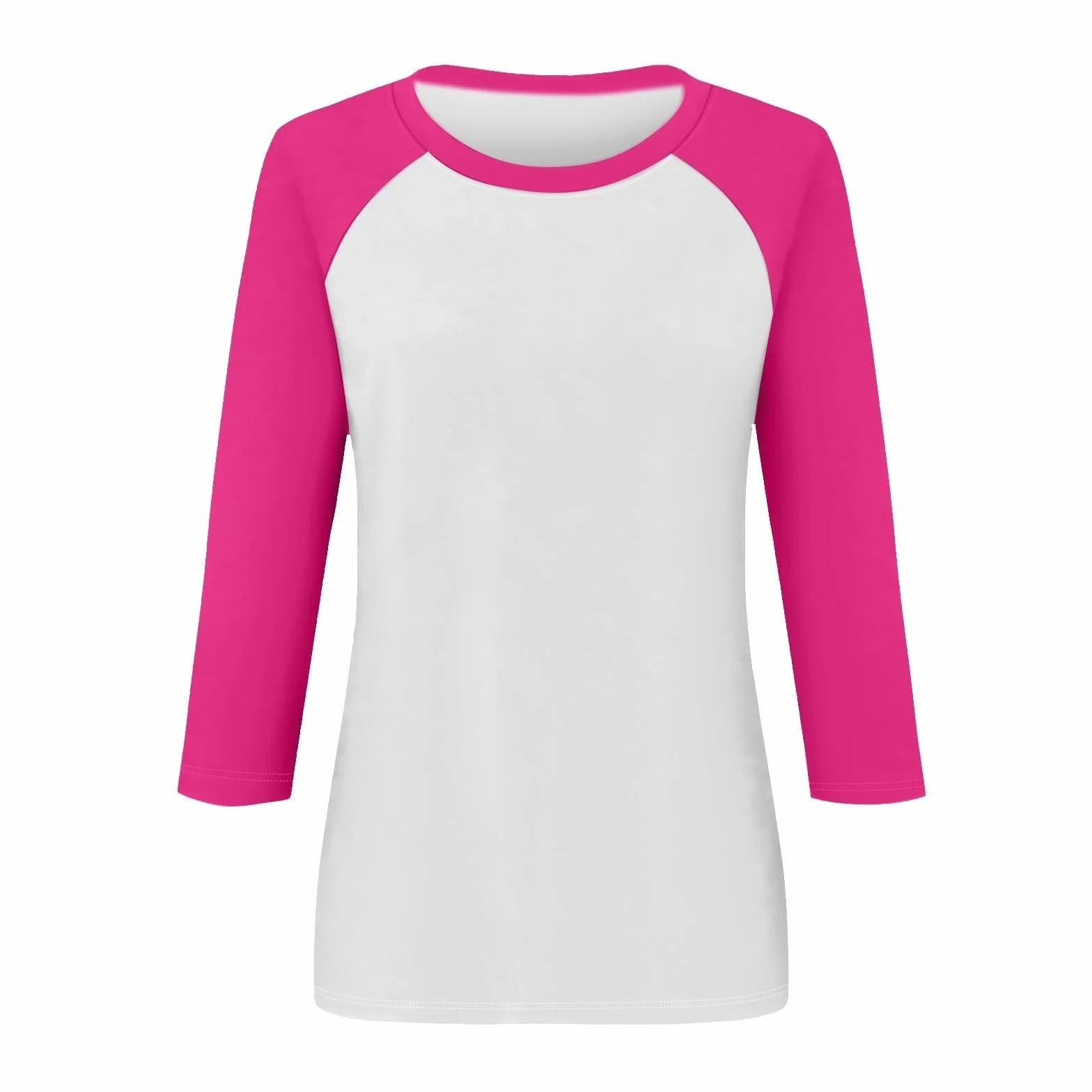 T-shirt femme manches 3/4 col rond bloc de couleurs léger sport décontracté été